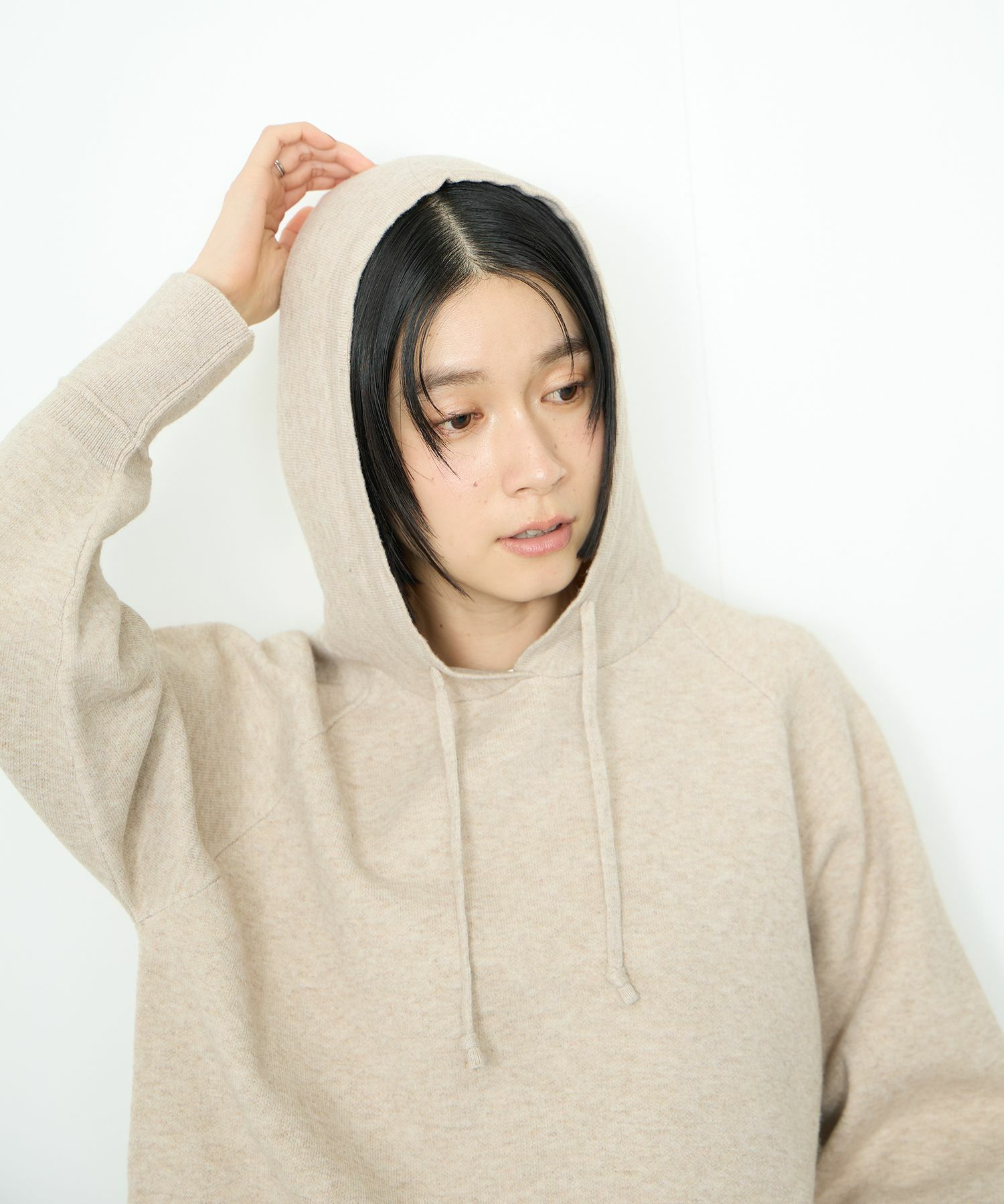 Idnes フードニットパーカー レディース