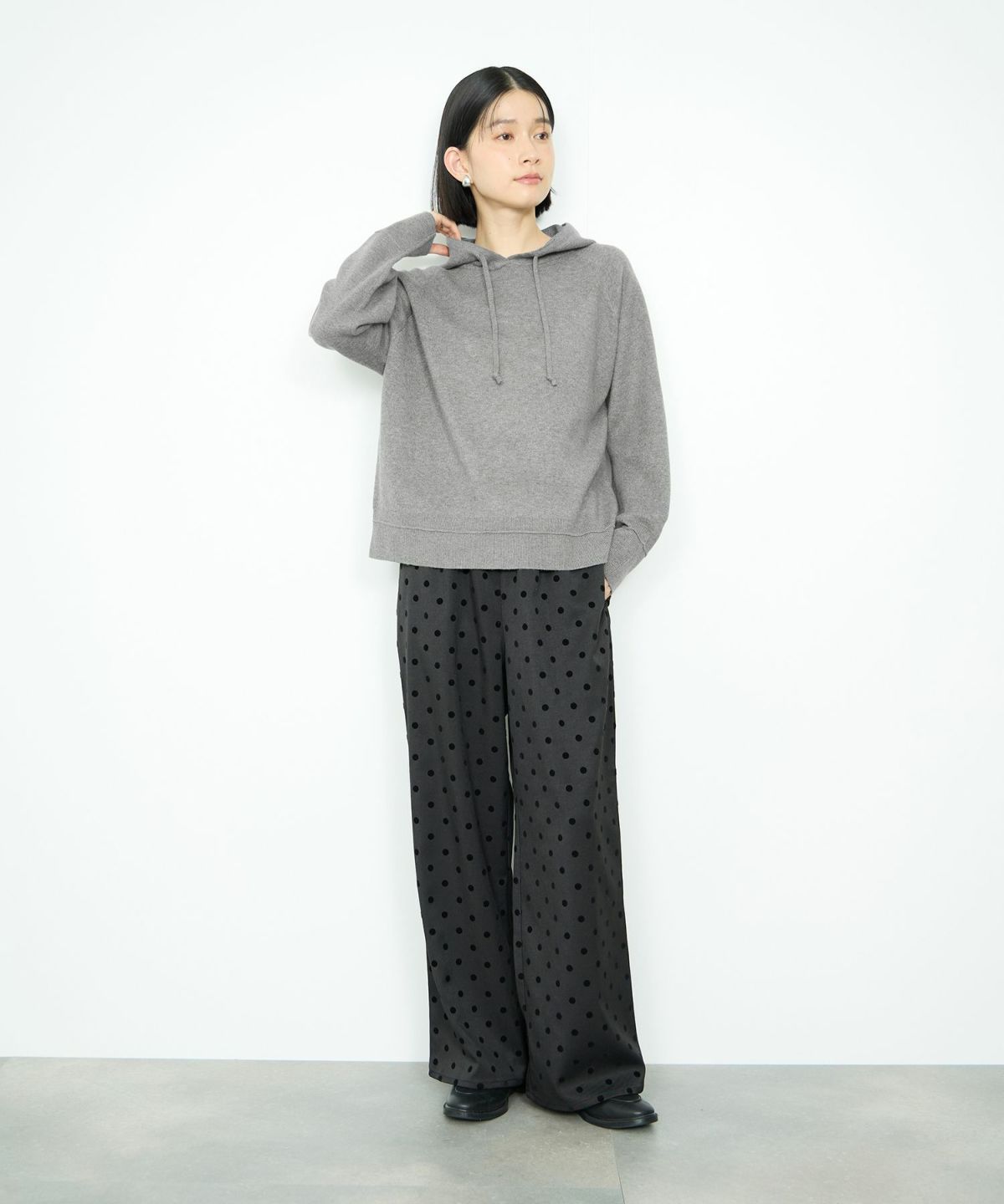 Idnes フードニットパーカー レディース