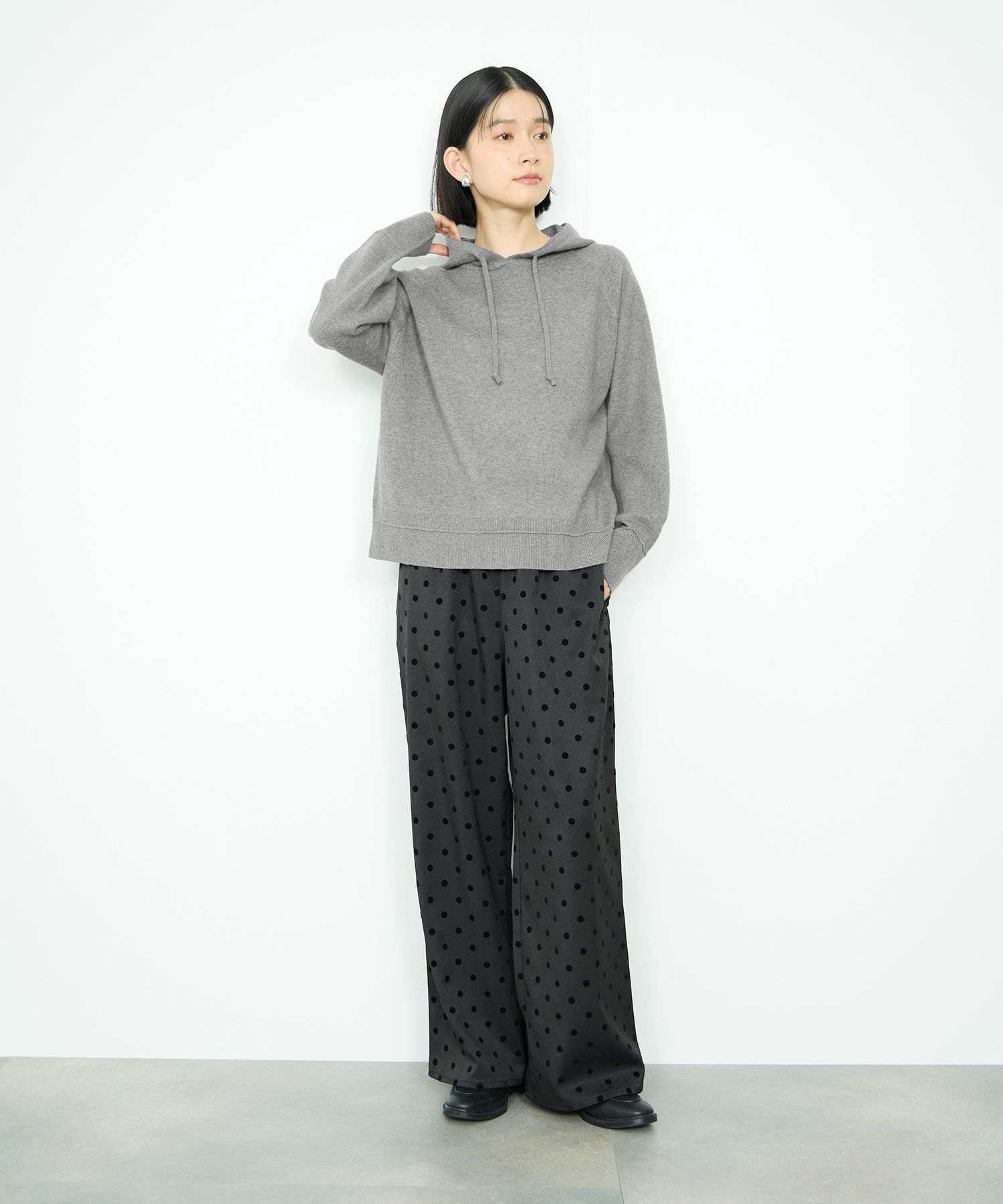 Idnes フードニットパーカー レディース