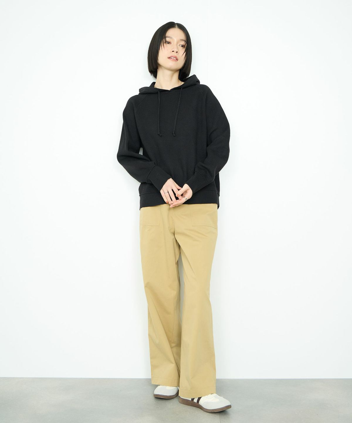 Idnes フードニットパーカー レディース