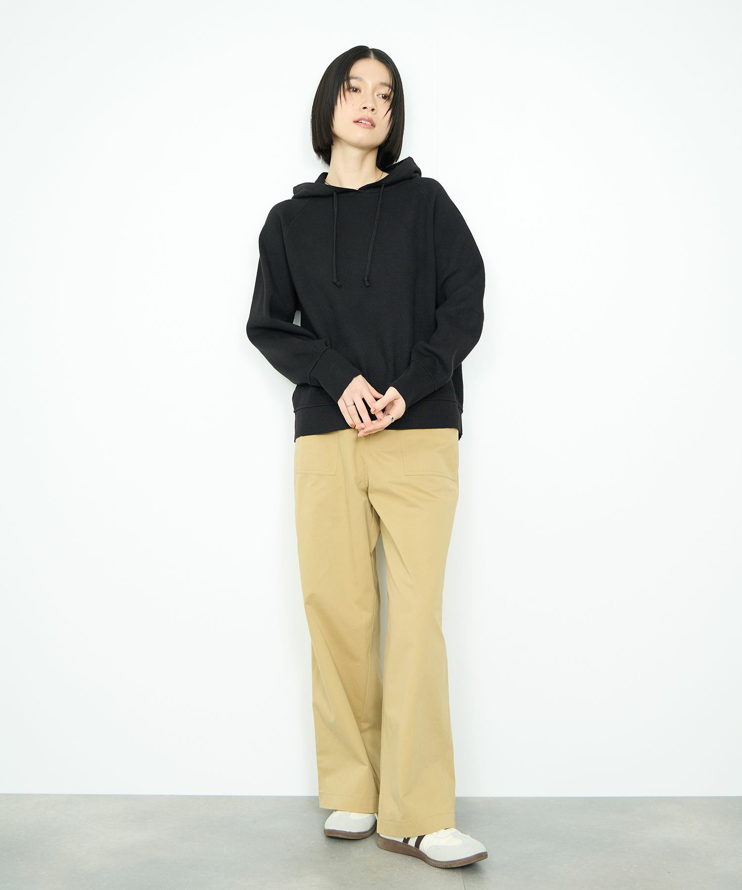 Idnes フードニットパーカー レディース