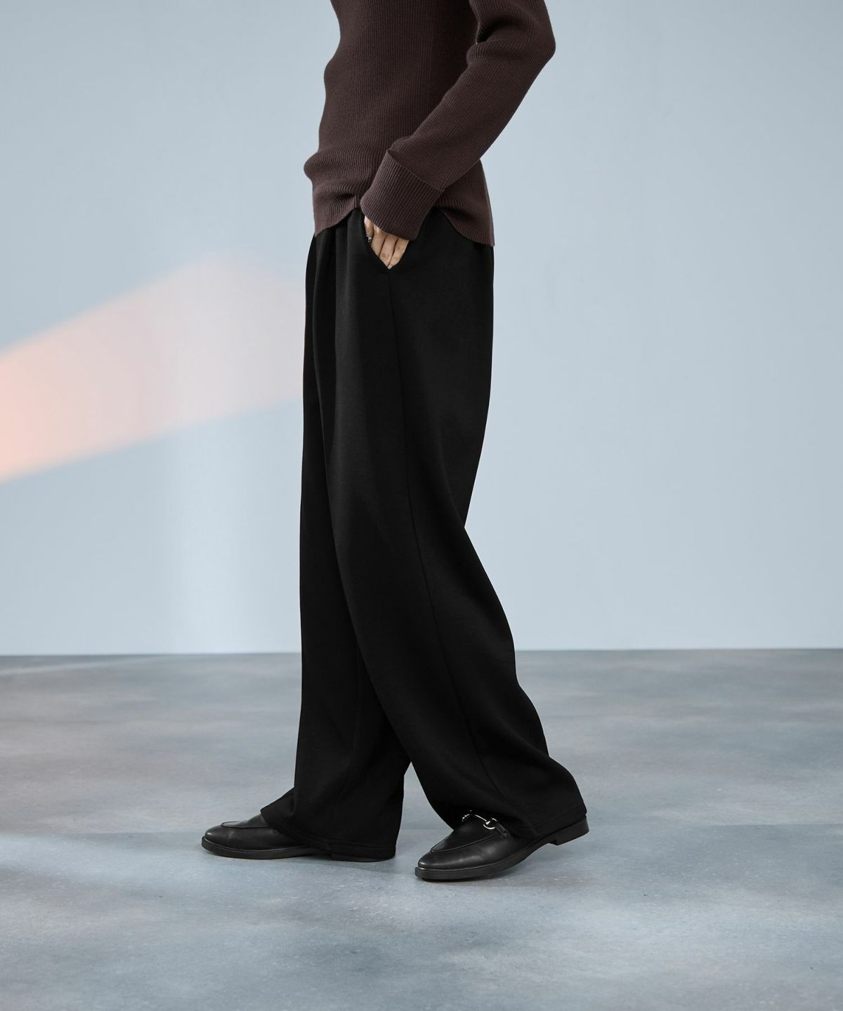 milli de l'air パフィバック 裏フリースダンボールニット ワイドパンツ レディース