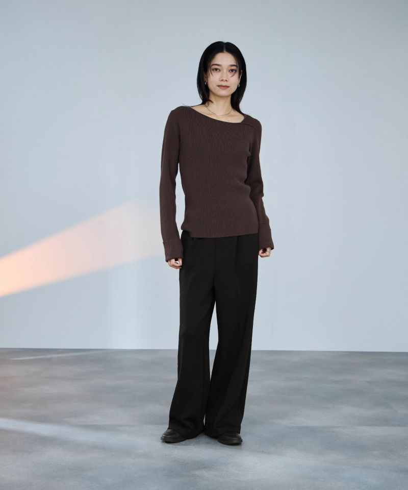 milli de l'air  パフィバック 裏フリースダンボールニット ワイドパンツ レディース商品画像-5