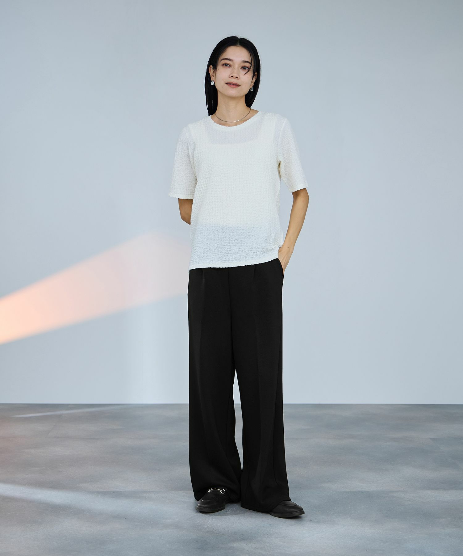 milli de l'air  パフィバック 裏フリースダンボールニット ワイドパンツ レディース商品画像-6