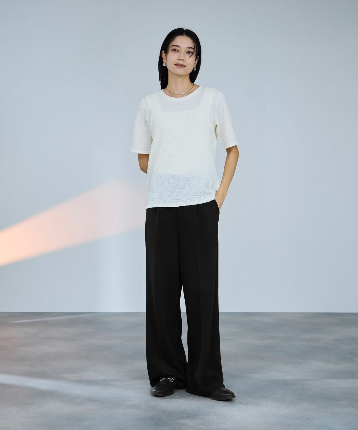 milli de l'air パフィバック 裏フリースダンボールニット ワイドパンツ レディース