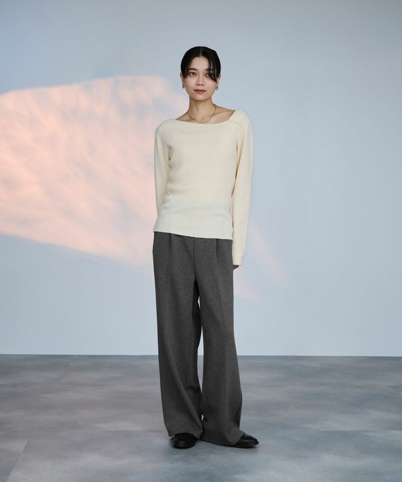 milli de l'air  パフィバック 裏フリースダンボールニット ワイドパンツ レディース商品画像-9