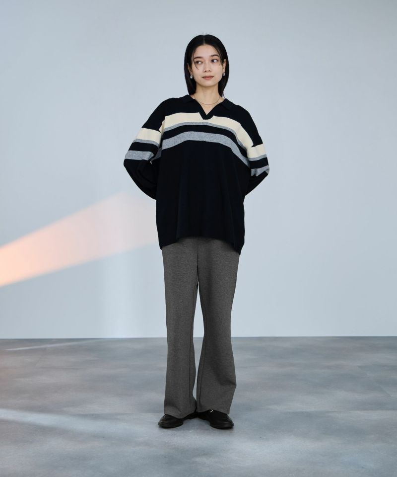 milli de l'air  パフィバック 裏フリースダンボールニット フレアパンツ レディース商品画像-6