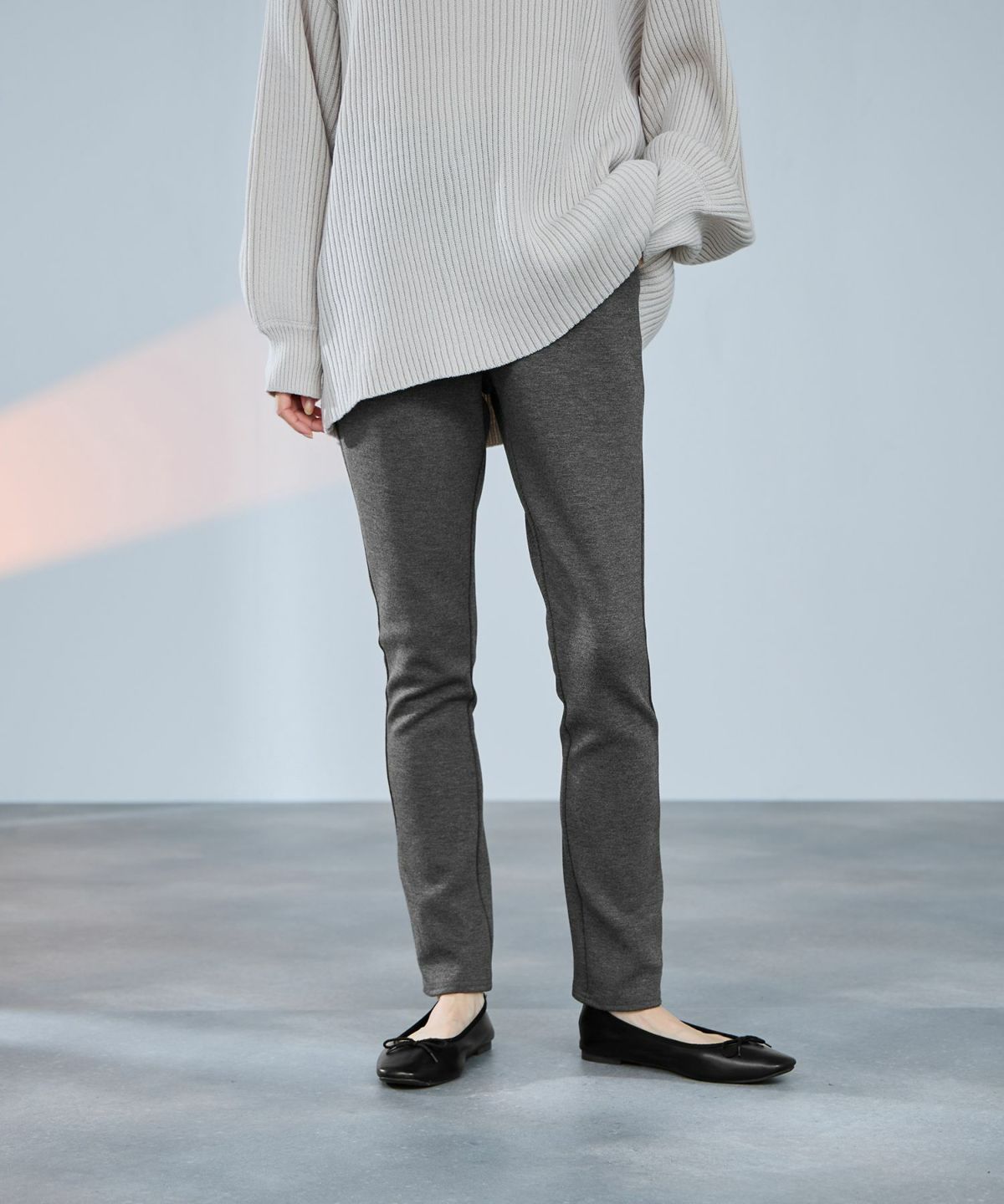 milli de l'air パフィバック 裏フリースダンボールニット スリムパンツ レディース