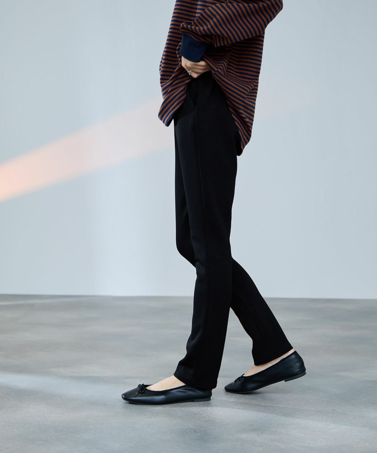 milli de l'air パフィバック 裏フリースダンボールニット スリムパンツ レディース