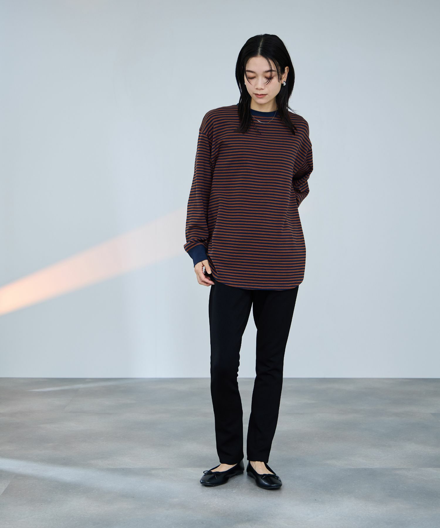 milli de l'air  パフィバック 裏フリースダンボールニット スリムパンツ レディース商品画像-5