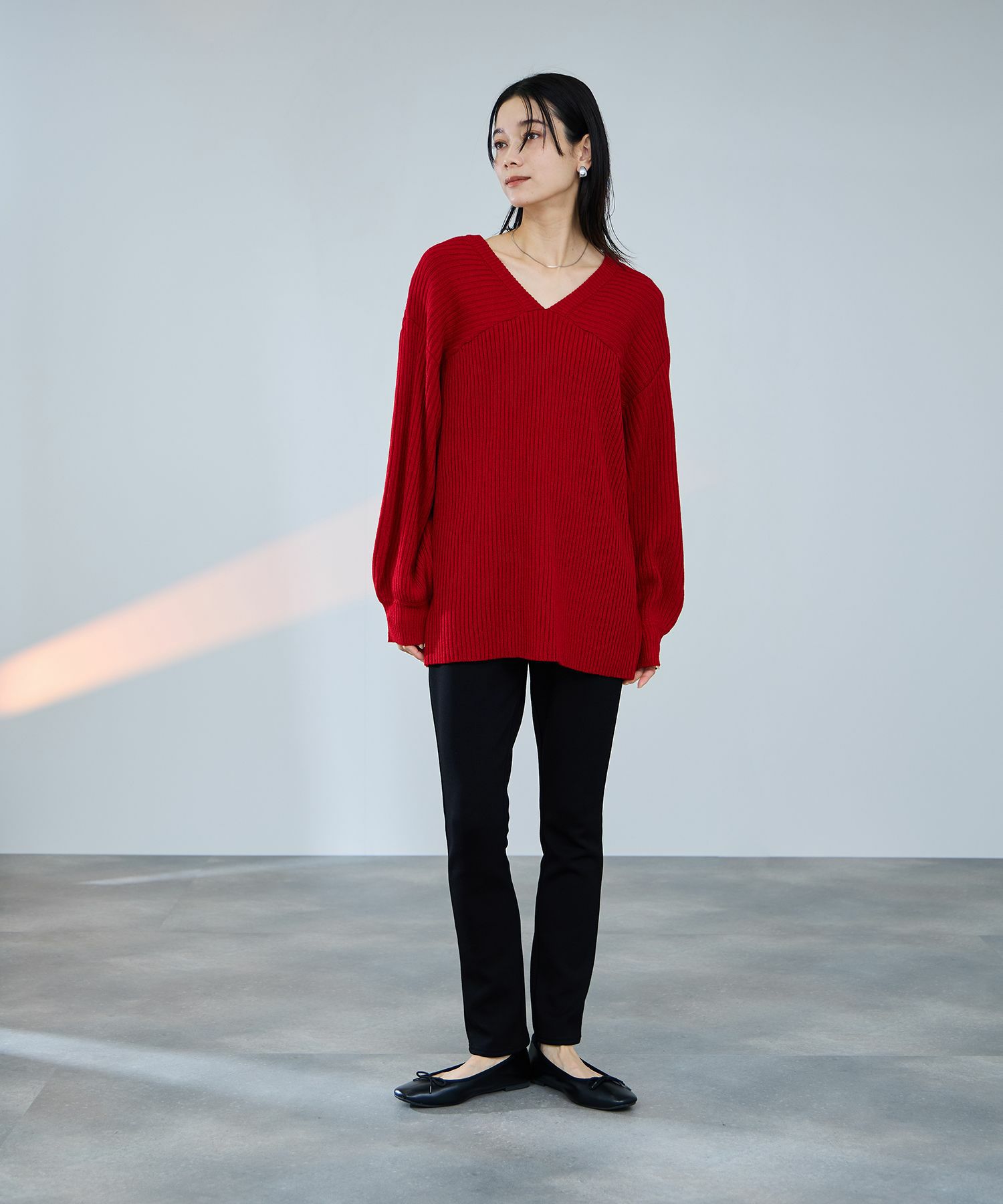 [値下げ]milli de l'air  パフィバック 裏フリースダンボールニット スリムパンツ レディース商品画像-7