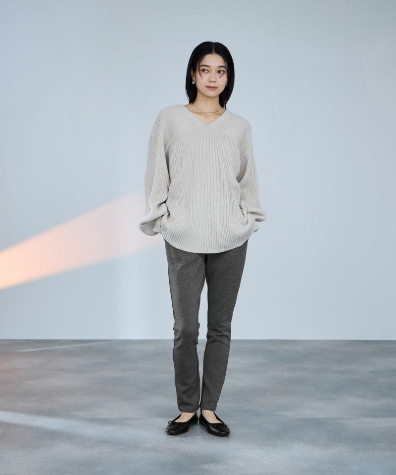 milli de l'air  パフィバック 裏フリースダンボールニット スリムパンツ レディース商品画像-8