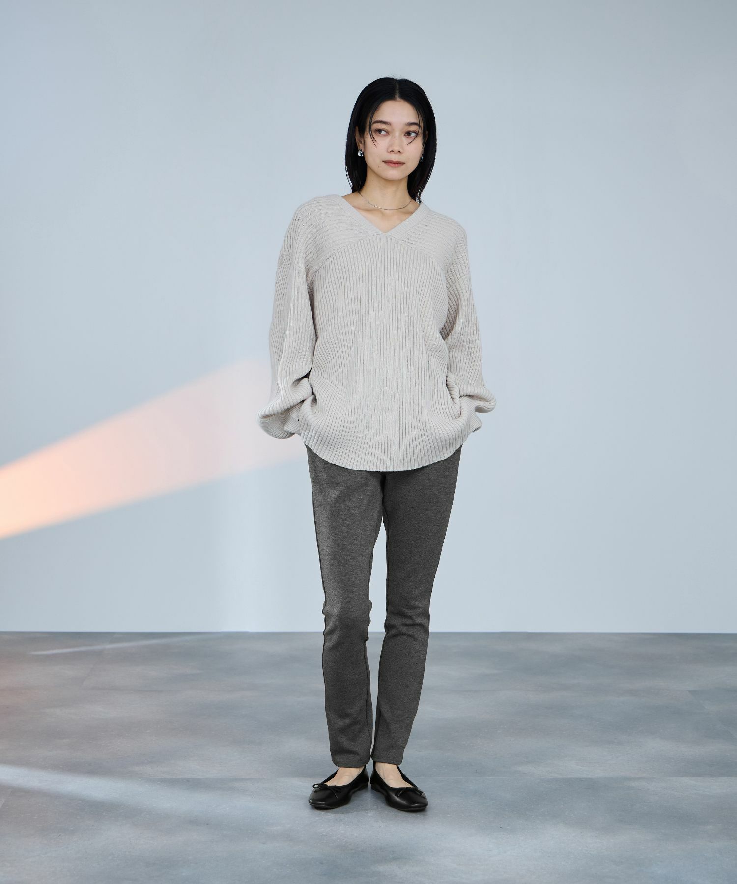 milli de l'air パフィバック 裏フリースダンボールニット スリムパンツ レディース