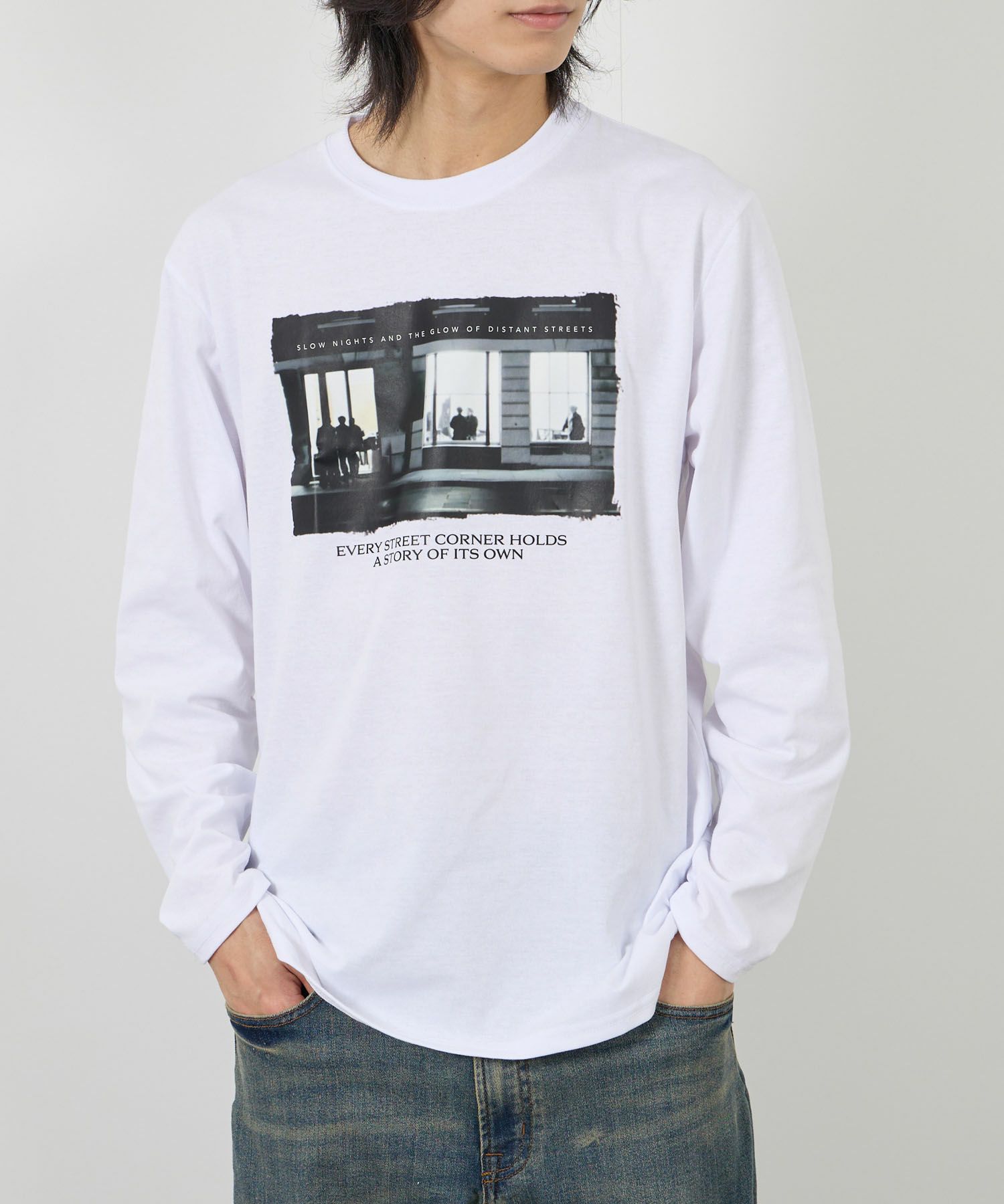 T-GRAPHICS フォトプリント長袖Tシャツ メンズ