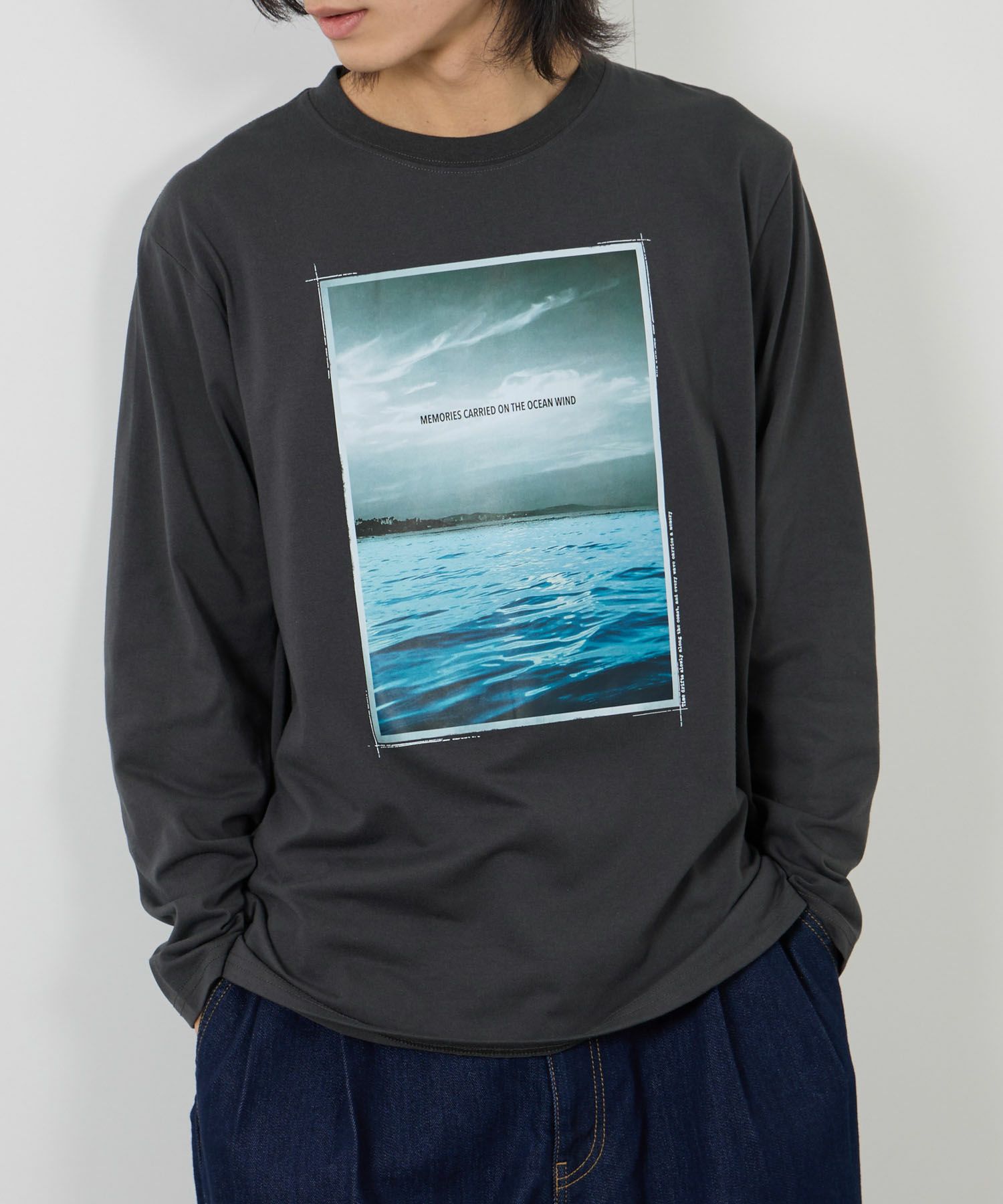 T-GRAPHICS フォトプリント長袖Tシャツ メンズ