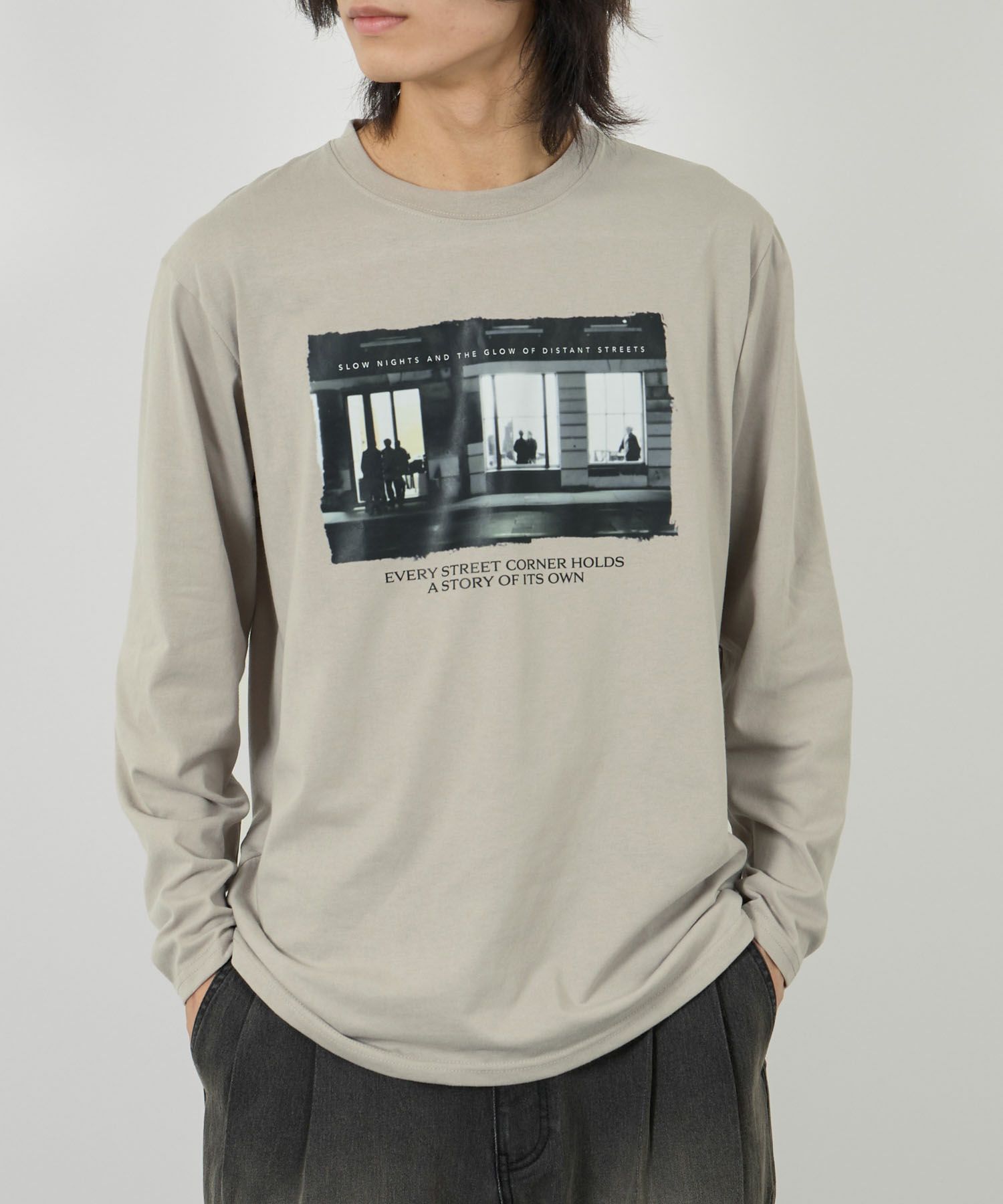 T-GRAPHICS フォトプリント長袖Tシャツ メンズ