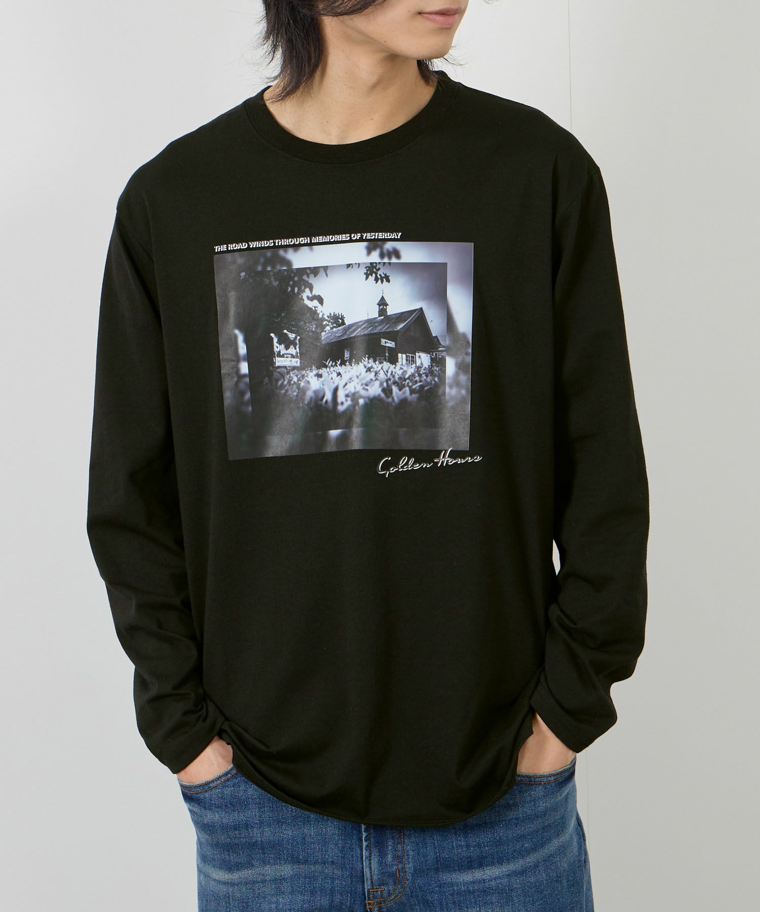 T-GRAPHICS フォトプリント長袖Tシャツ メンズ