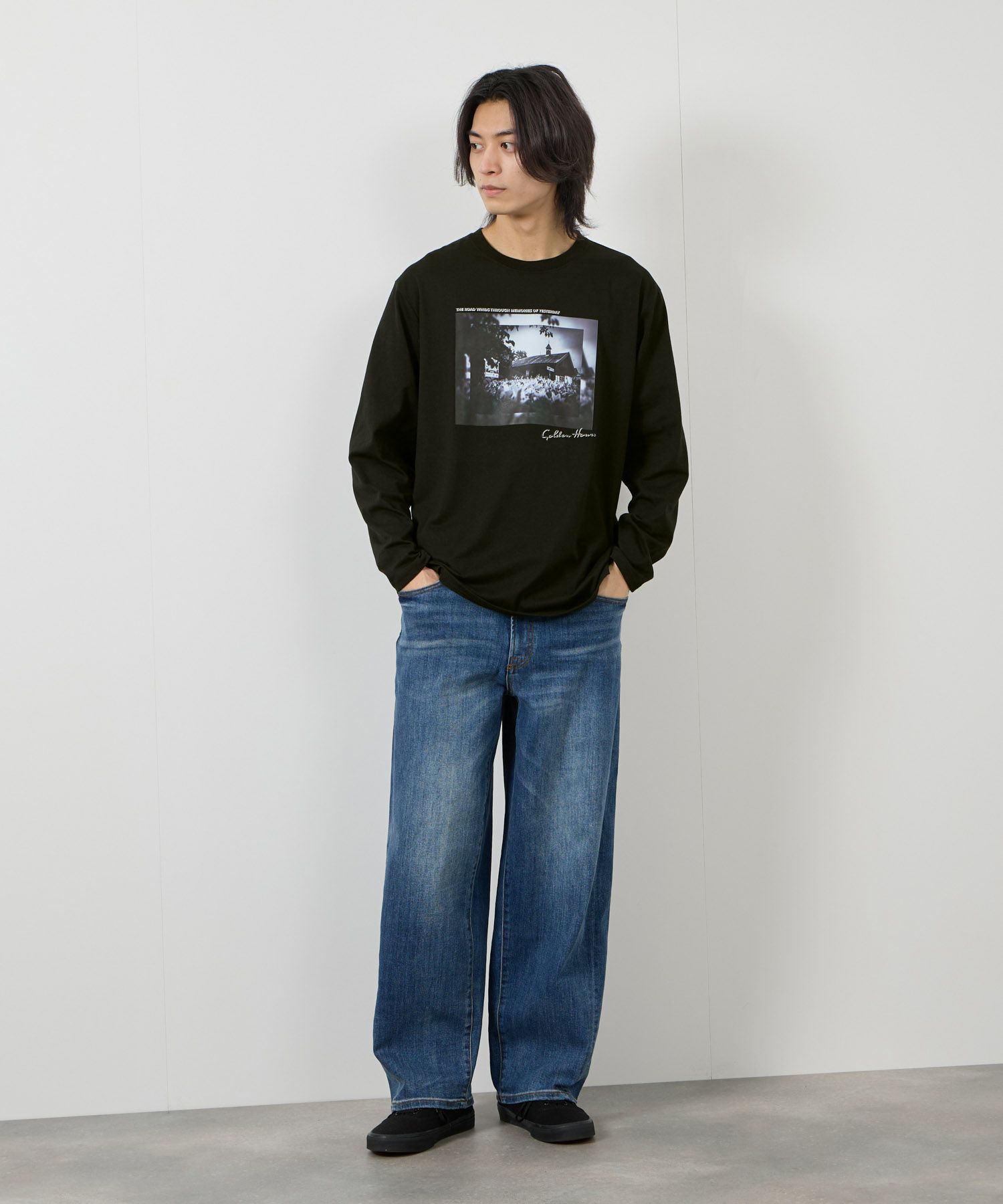 T-GRAPHICS フォトプリント長袖Tシャツ メンズ