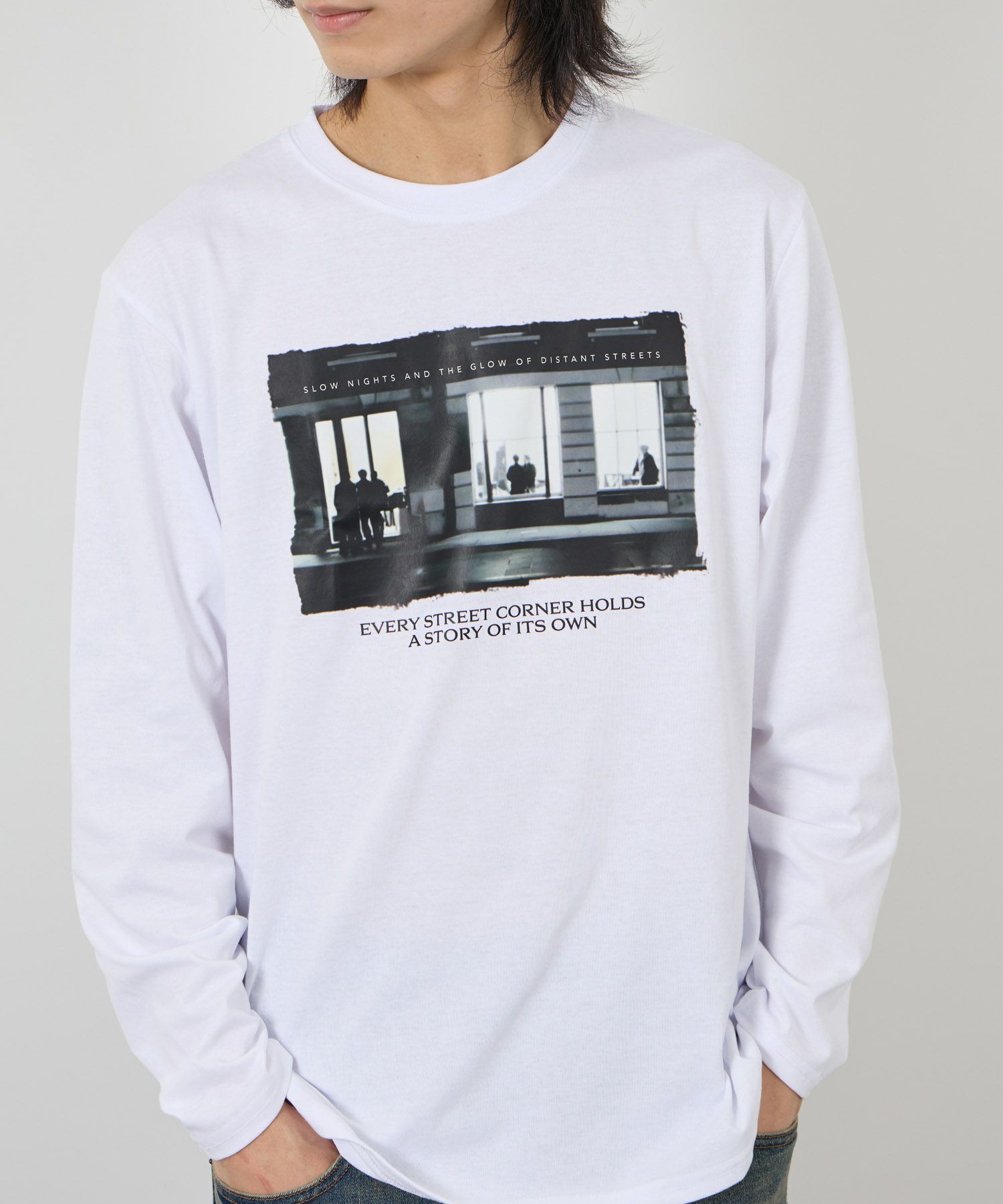 T-GRAPHICS フォトプリント長袖Tシャツ メンズ