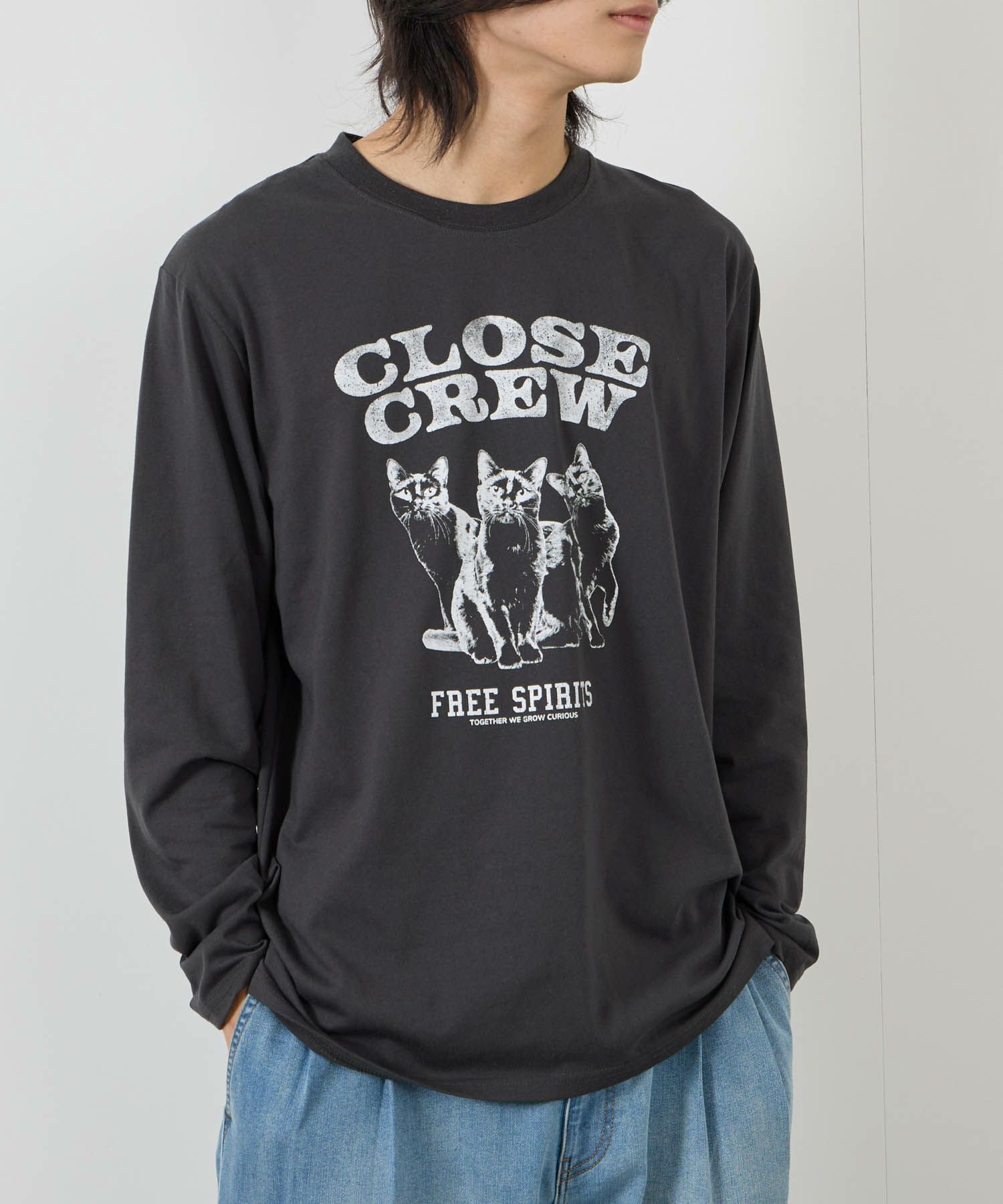 T-GRAPHICS アニマルプリント長袖Tシャツ メンズ