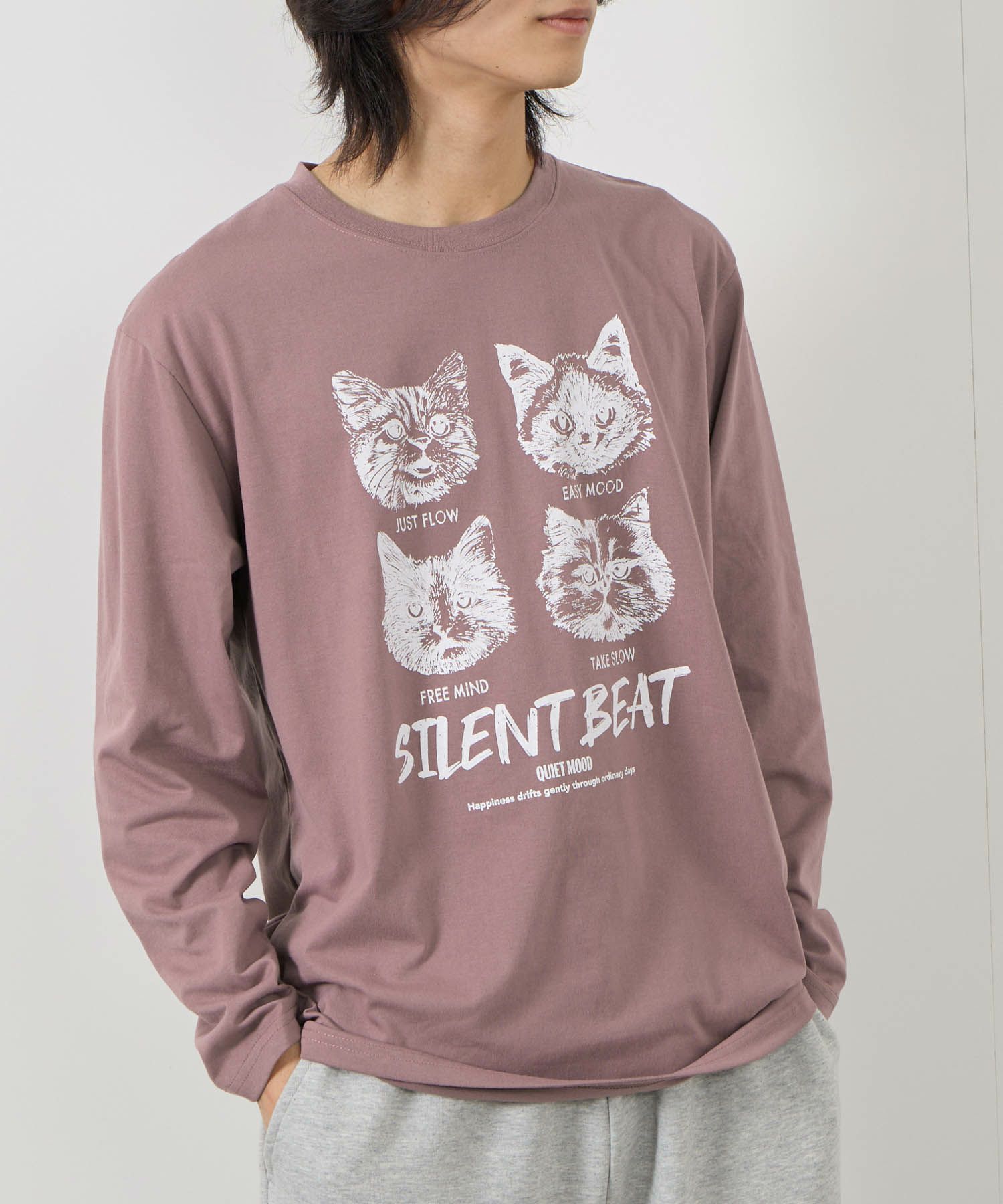 T-GRAPHICS アニマルプリント長袖Tシャツ メンズ