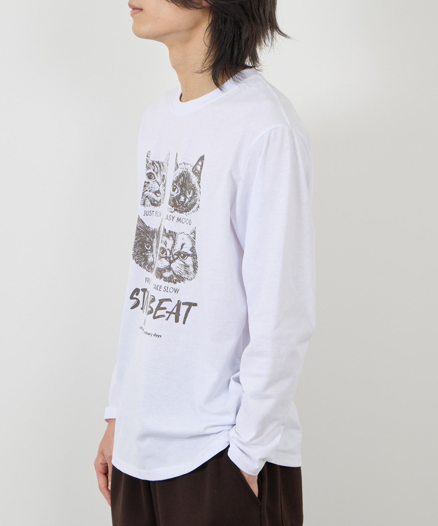 T-GRAPHICS アニマルプリント長袖Tシャツ メンズ