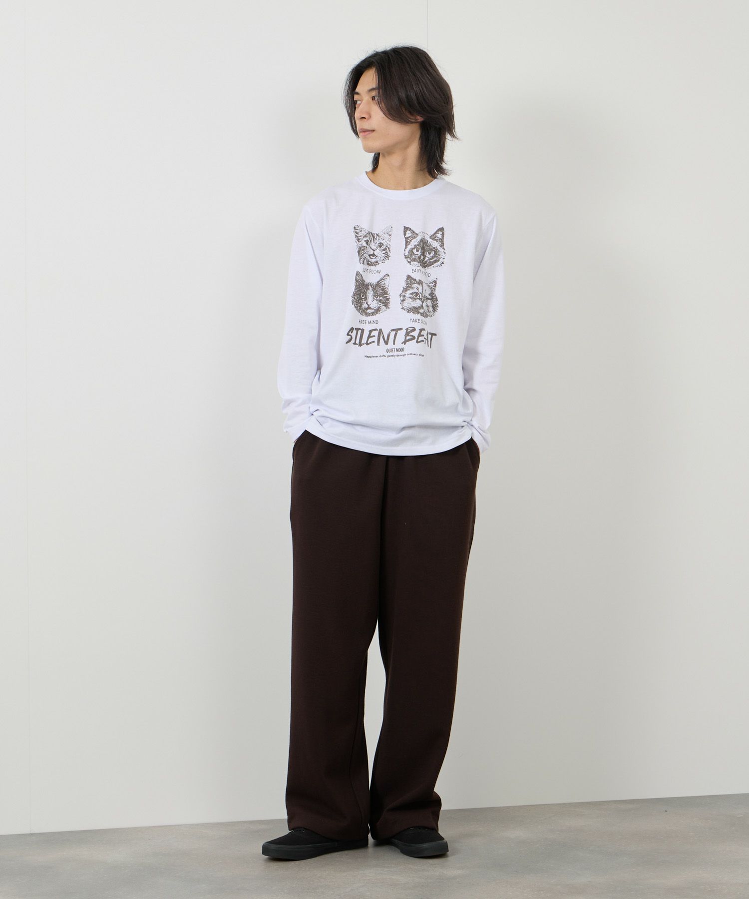 T-GRAPHICS アニマルプリント長袖Tシャツ メンズ