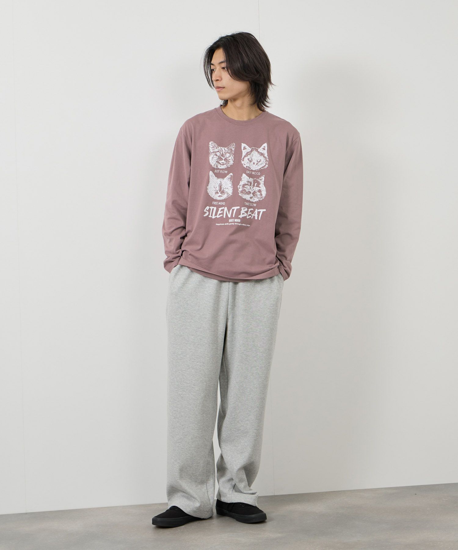 T-GRAPHICS アニマルプリント長袖Tシャツ メンズ