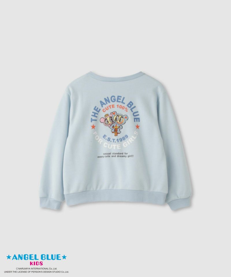 [値下げ]ANGEL BLUE  ポンチ素材刺繍プリントトレーナー キッズ商品画像-1