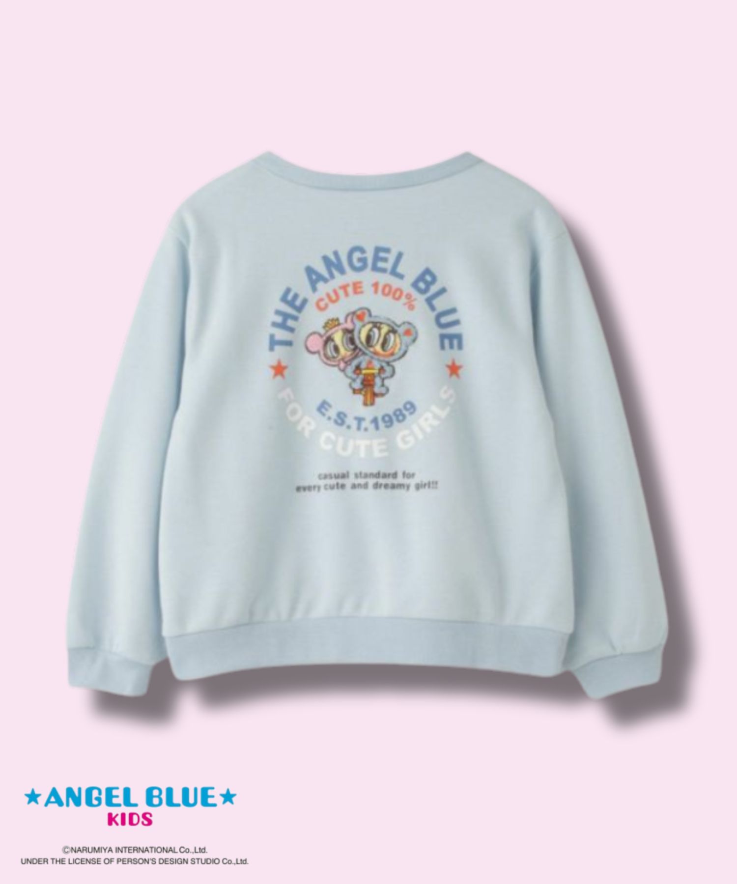 [値下げ]ANGEL BLUE  ポンチ素材刺繍プリントトレーナー キッズ商品画像-1