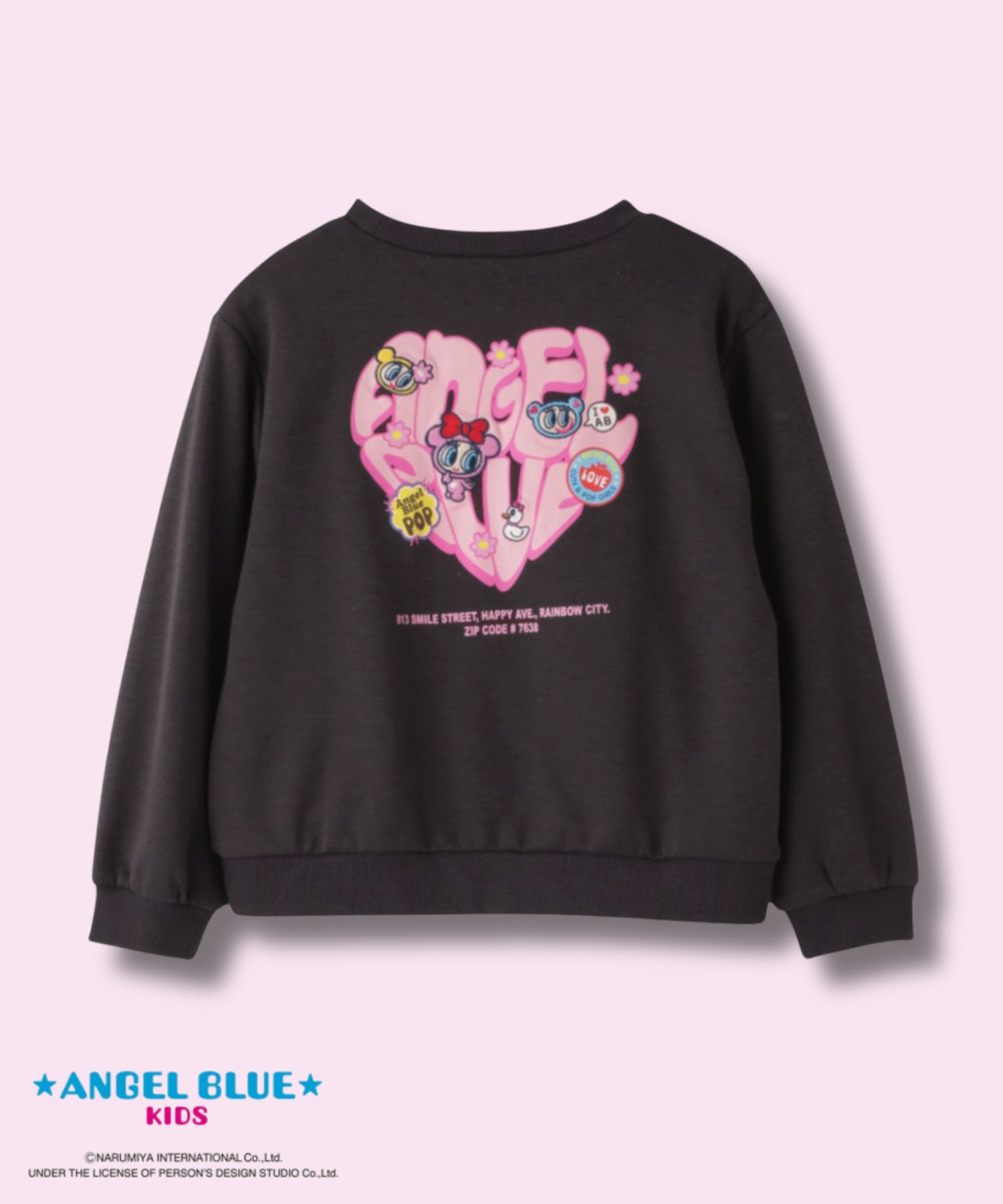 ANGEL BLUE  ポンチ素材ハートプリントトレーナー キッズ商品サムネイル-1