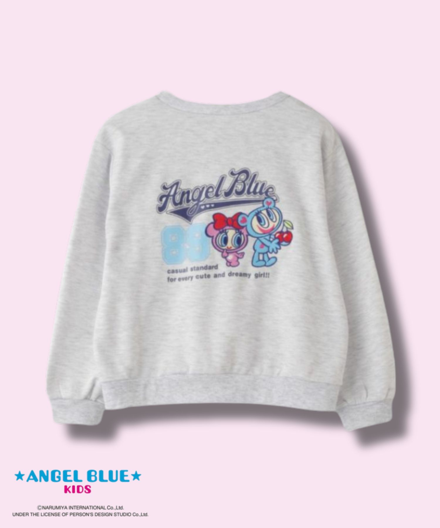 ANGEL BLUE ポンチ素材刺繍プリントトレーナー キッズ