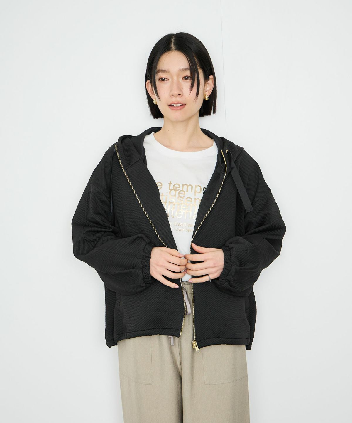 Idnes カルゼフードブルゾン レディース