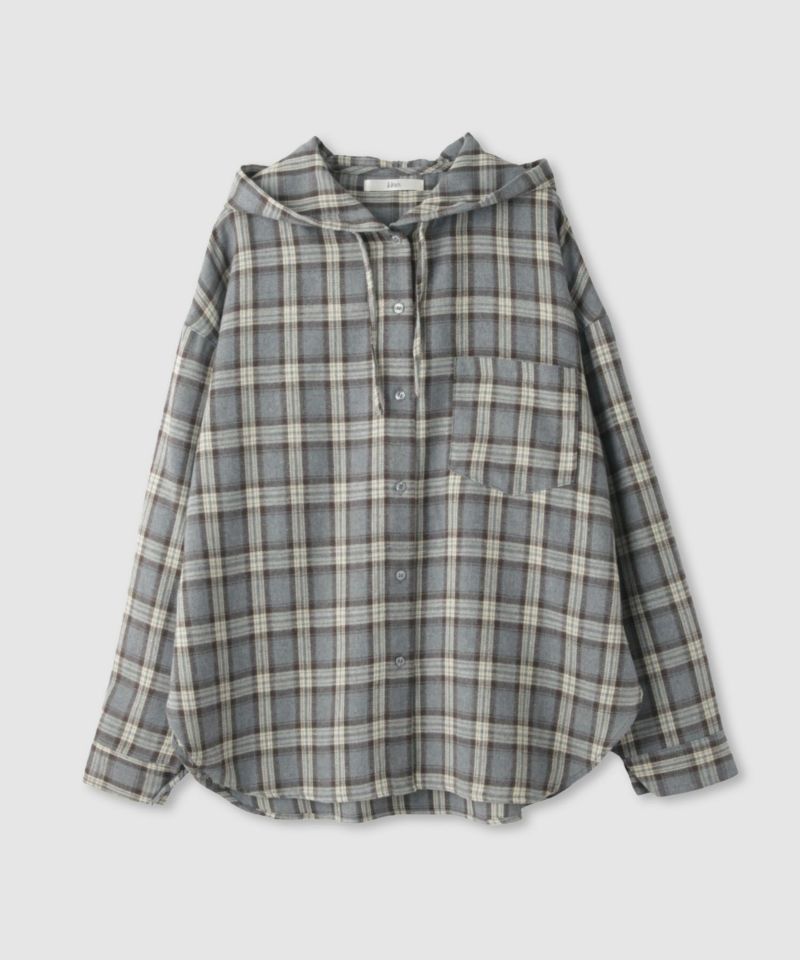 Idnes  フードネルチェックシャツ レディース商品画像-1