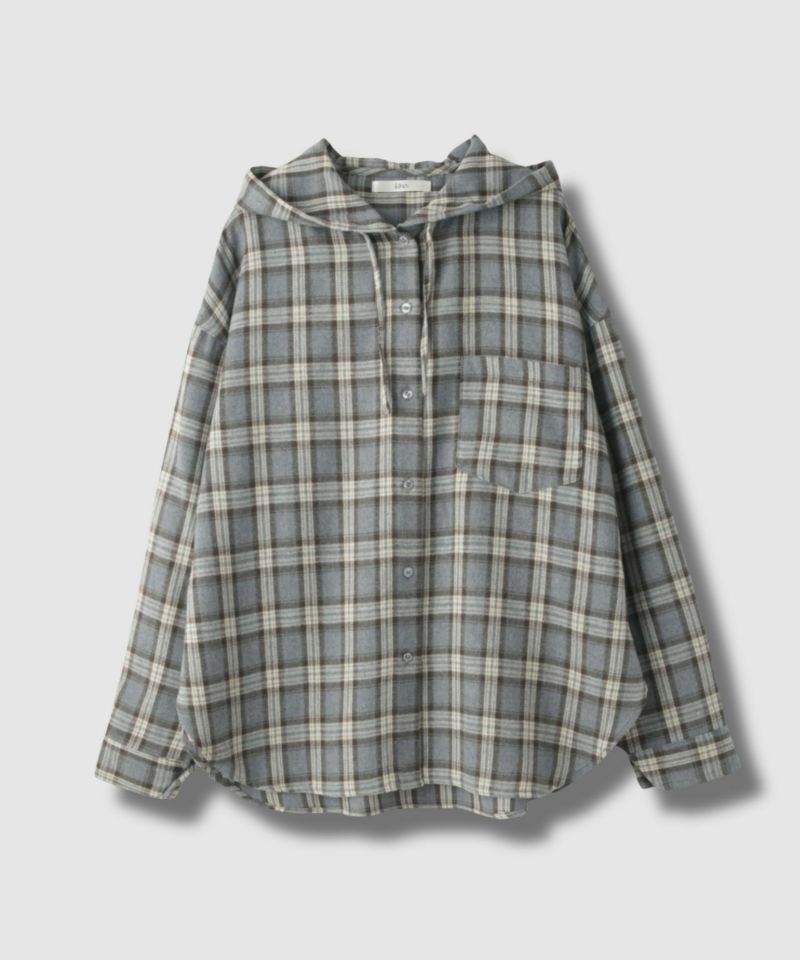 Idnes フードネルチェックシャツ レディース商品画像-1