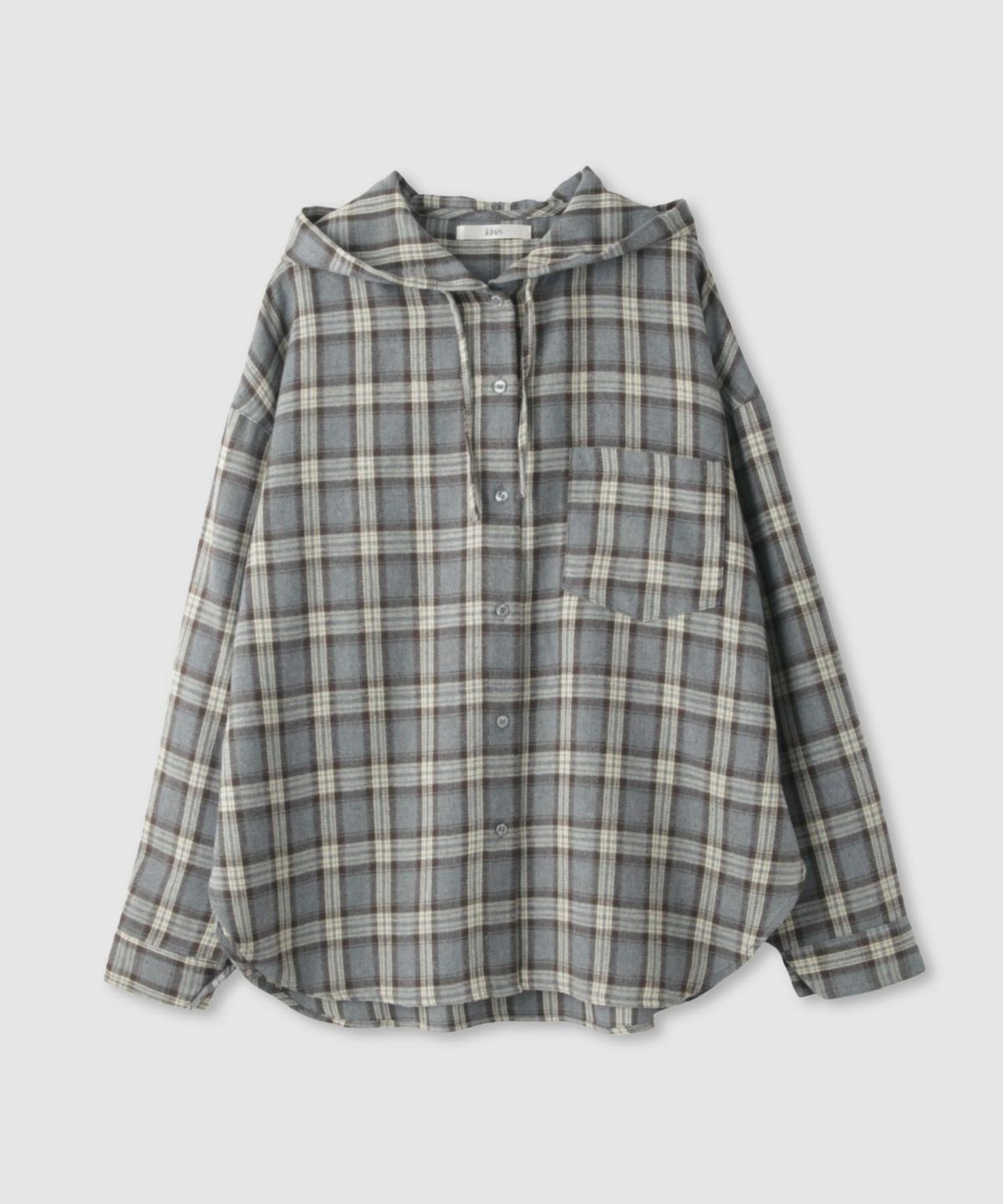 Idnes フードネルチェックシャツ レディース