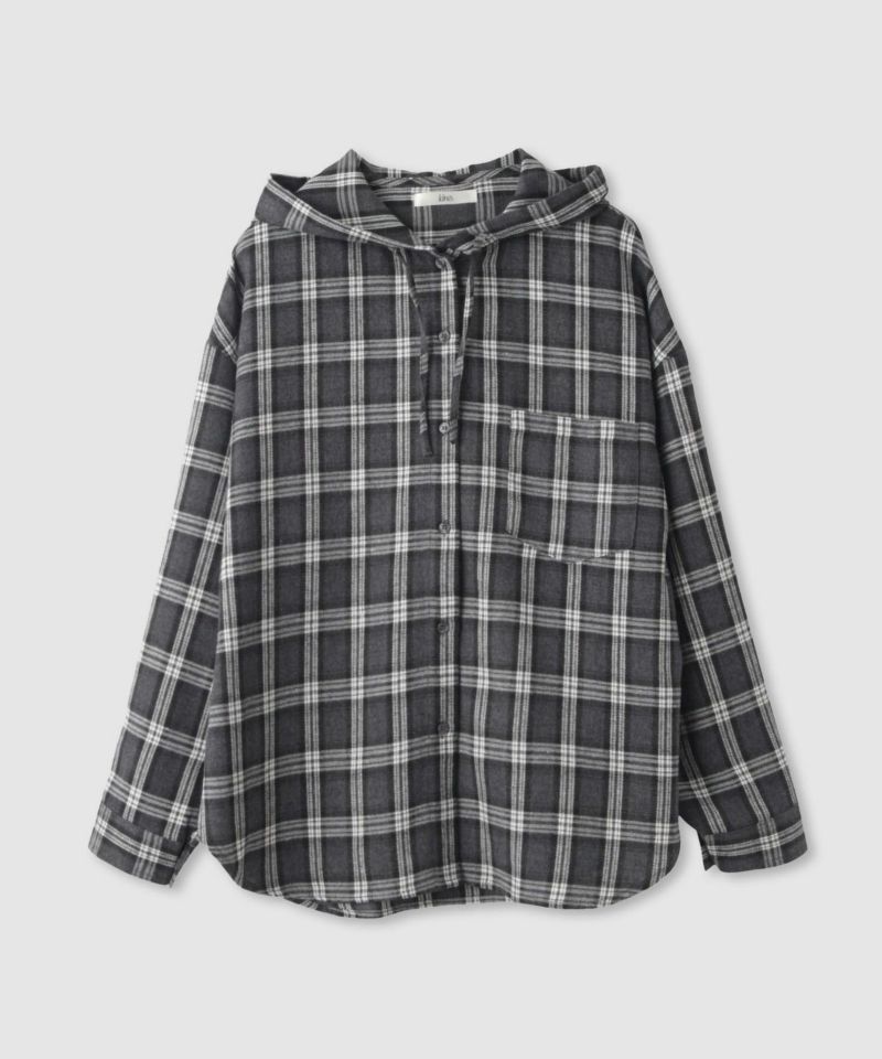 Idnes  フードネルチェックシャツ レディース商品画像-2