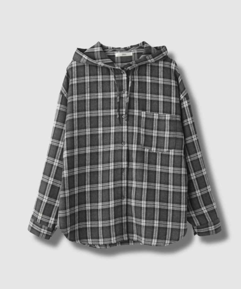 Idnes  フードネルチェックシャツ レディース商品画像-2