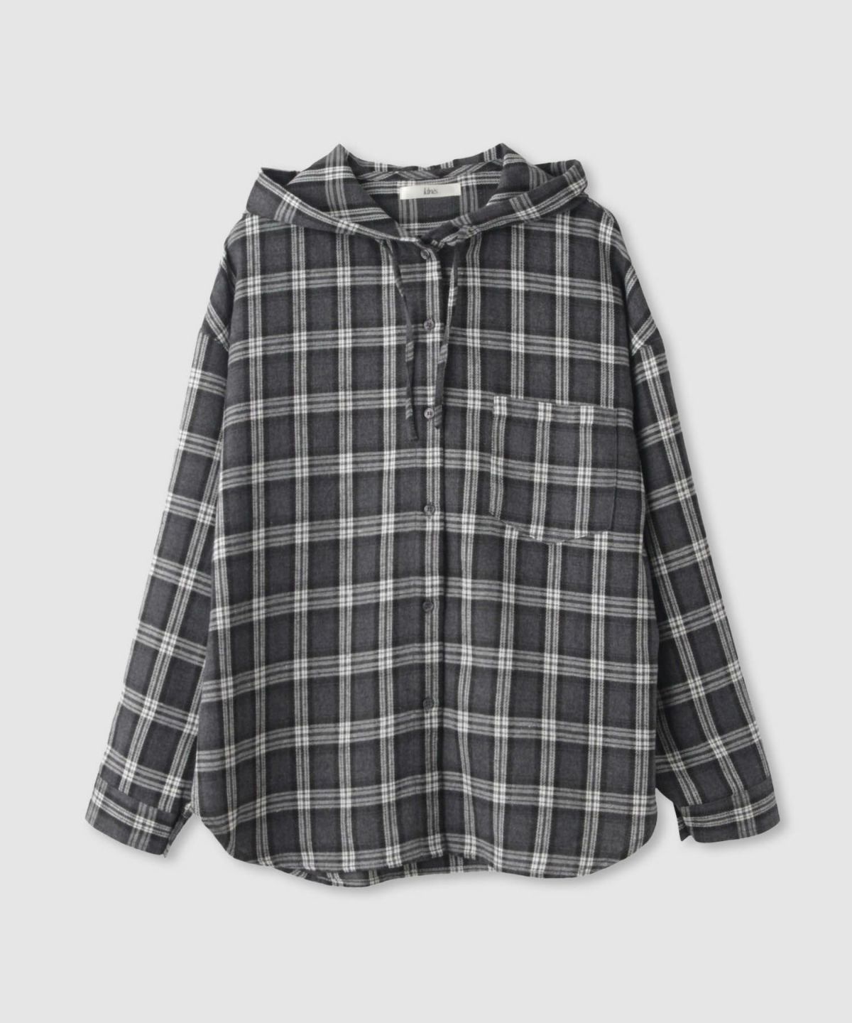 Idnes フードネルチェックシャツ レディース