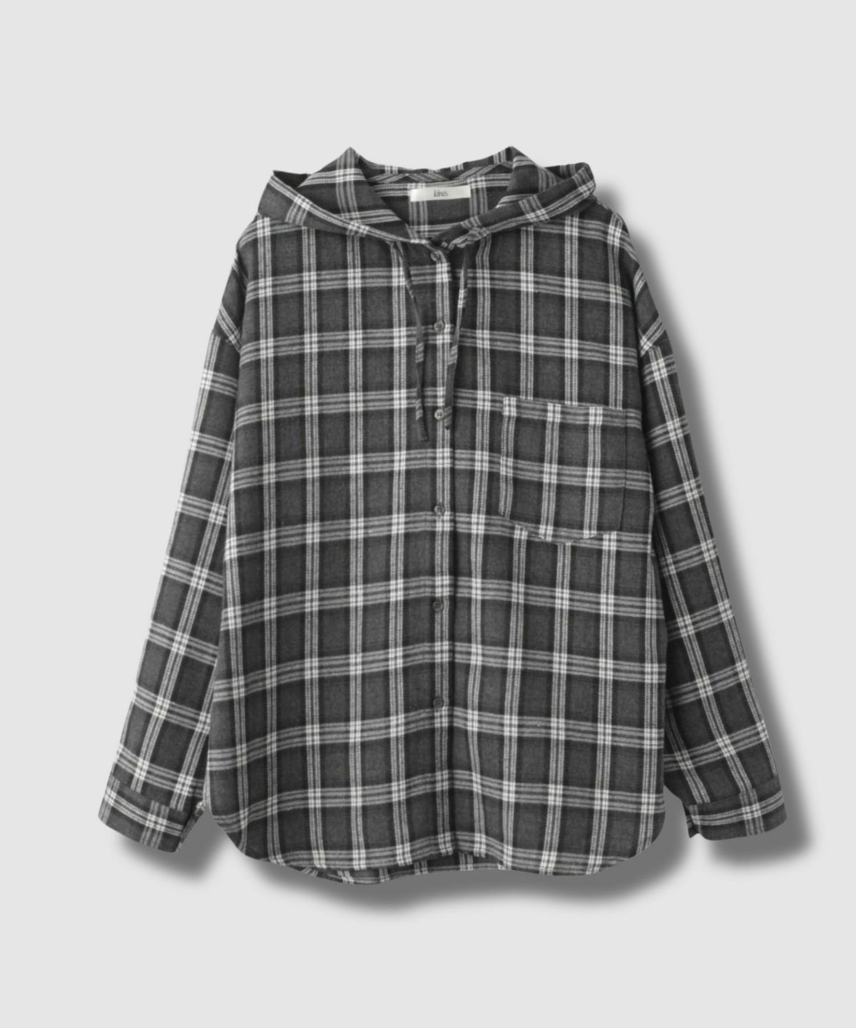 Idnes フードネルチェックシャツ レディース