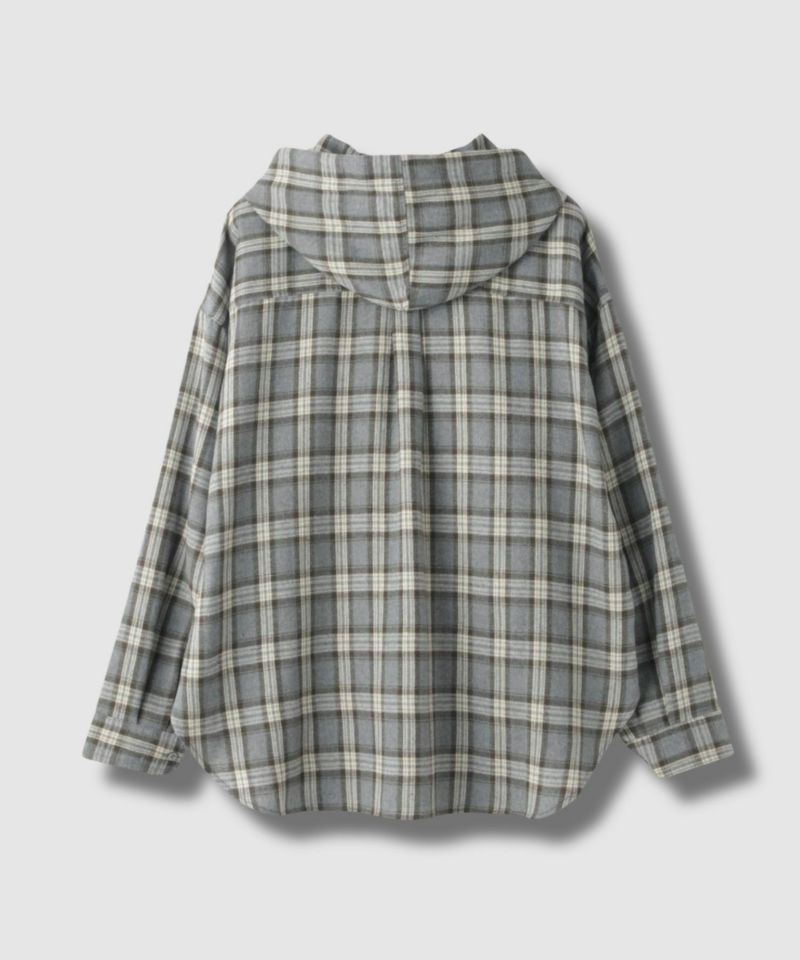 Idnes フードネルチェックシャツ レディース商品画像-4