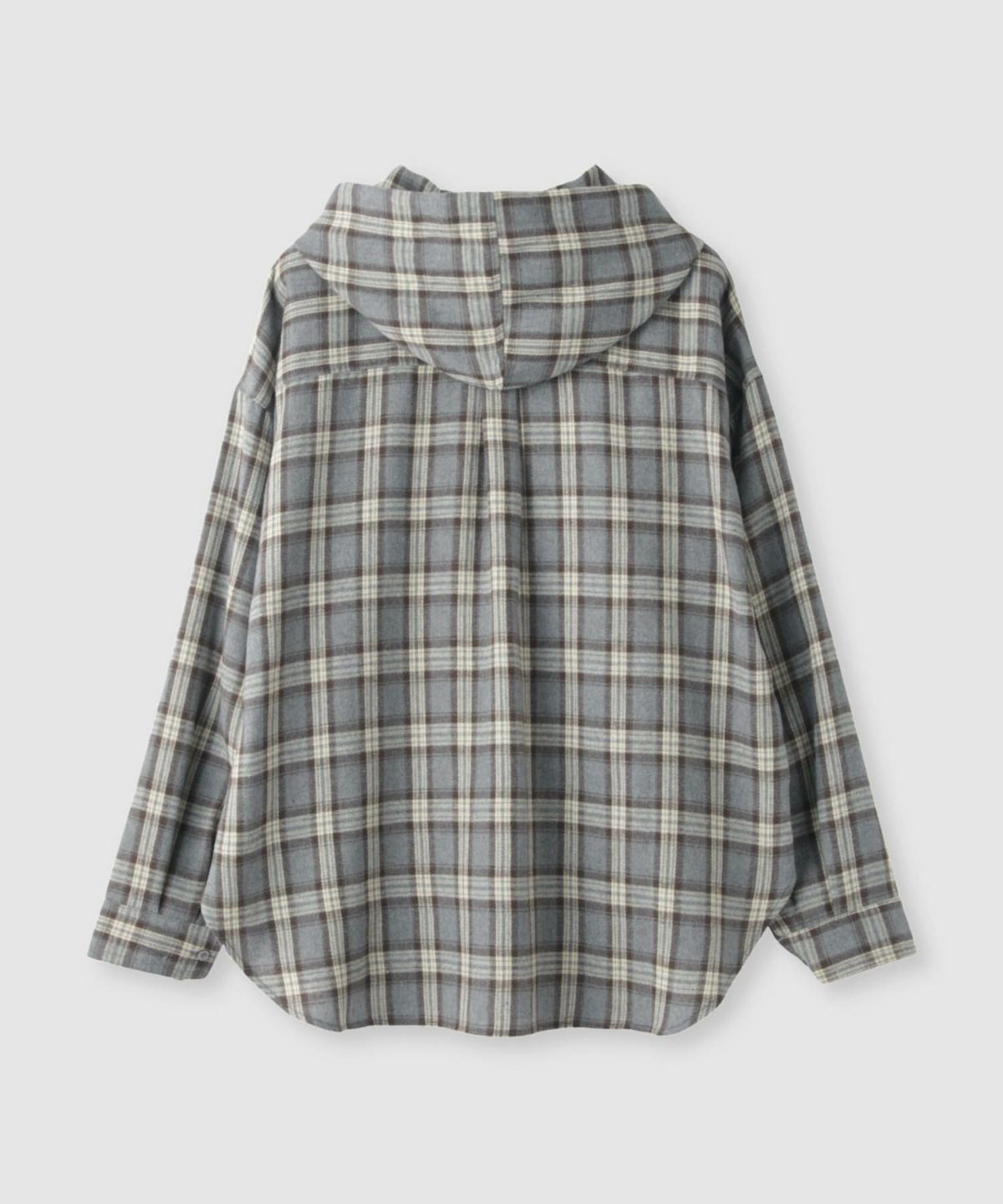 Idnes フードネルチェックシャツ レディース