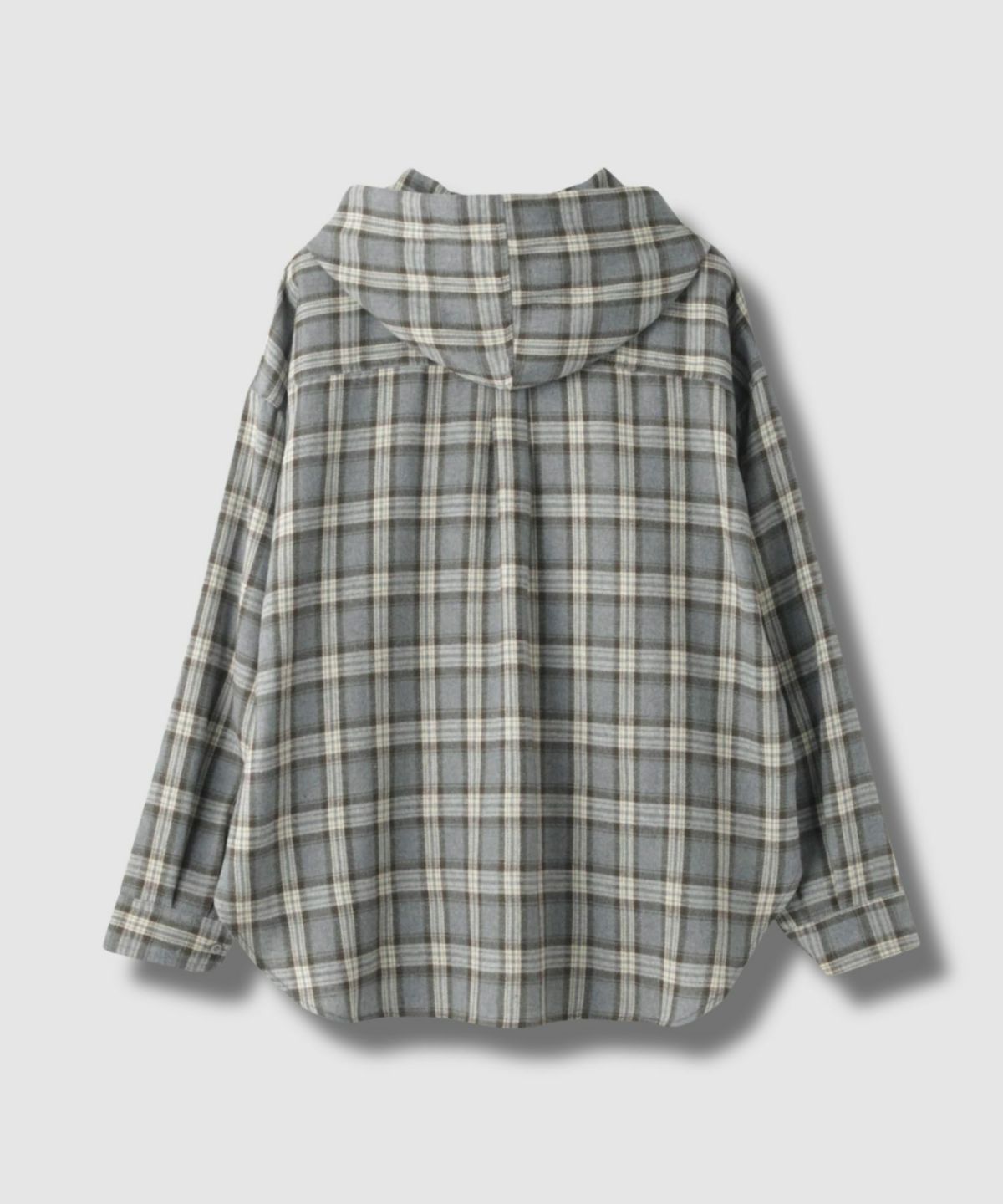 Idnes フードネルチェックシャツ レディース