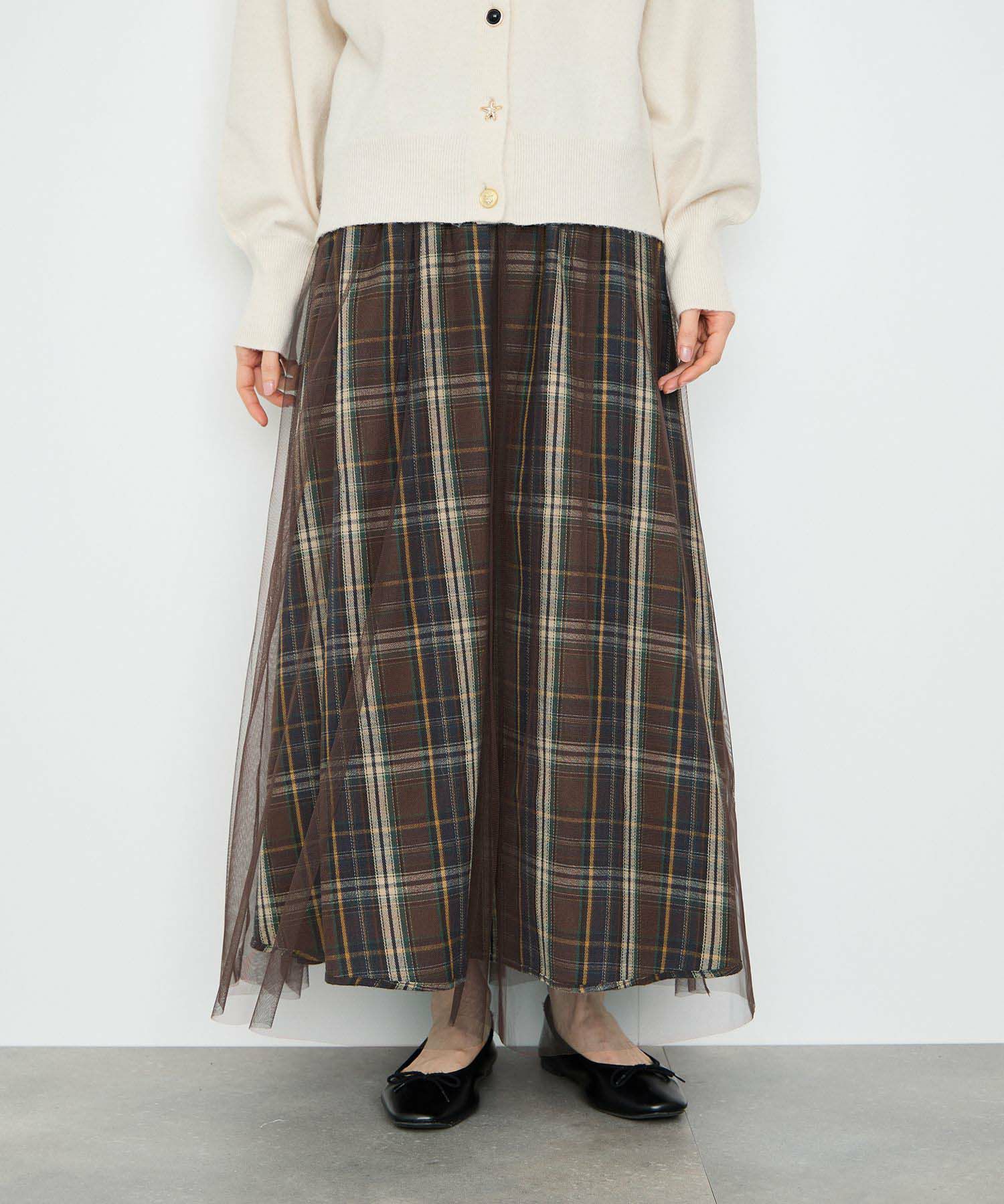 Idnes リバーシブルネルチェックスカート レディース商品画像-1