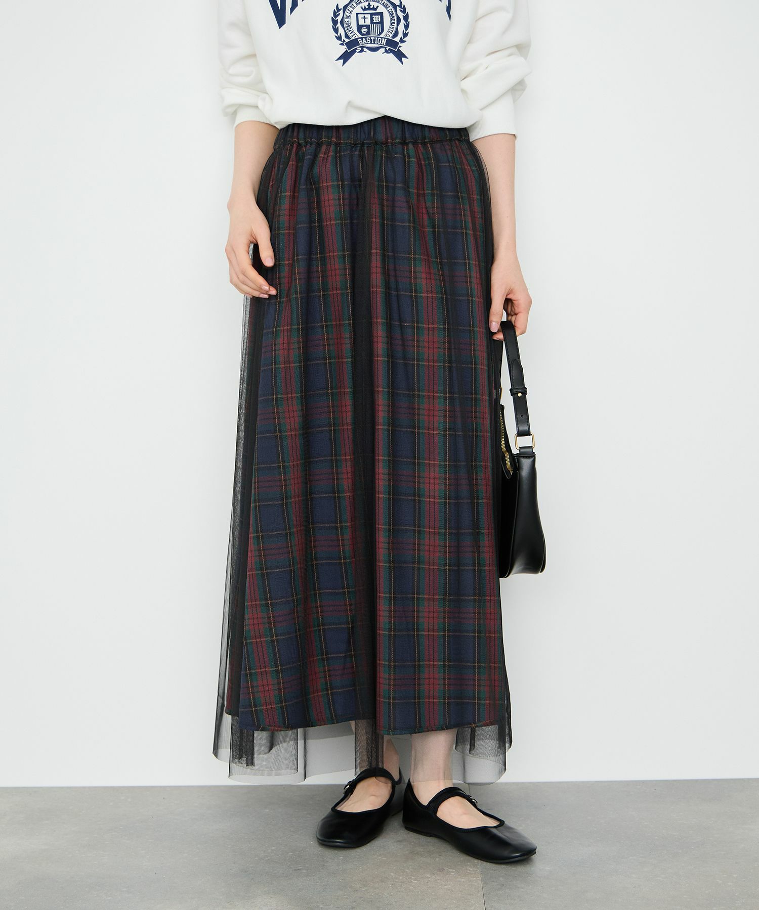 Idnes リバーシブルネルチェックスカート レディース商品画像-2