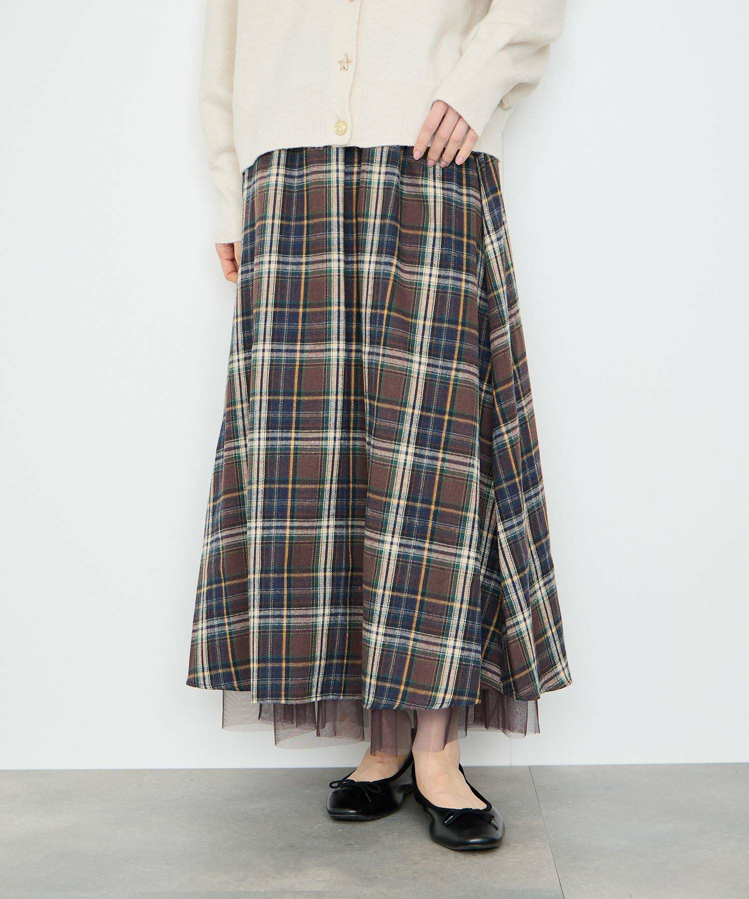  Idnes リバーシブルネルチェックスカート レディース