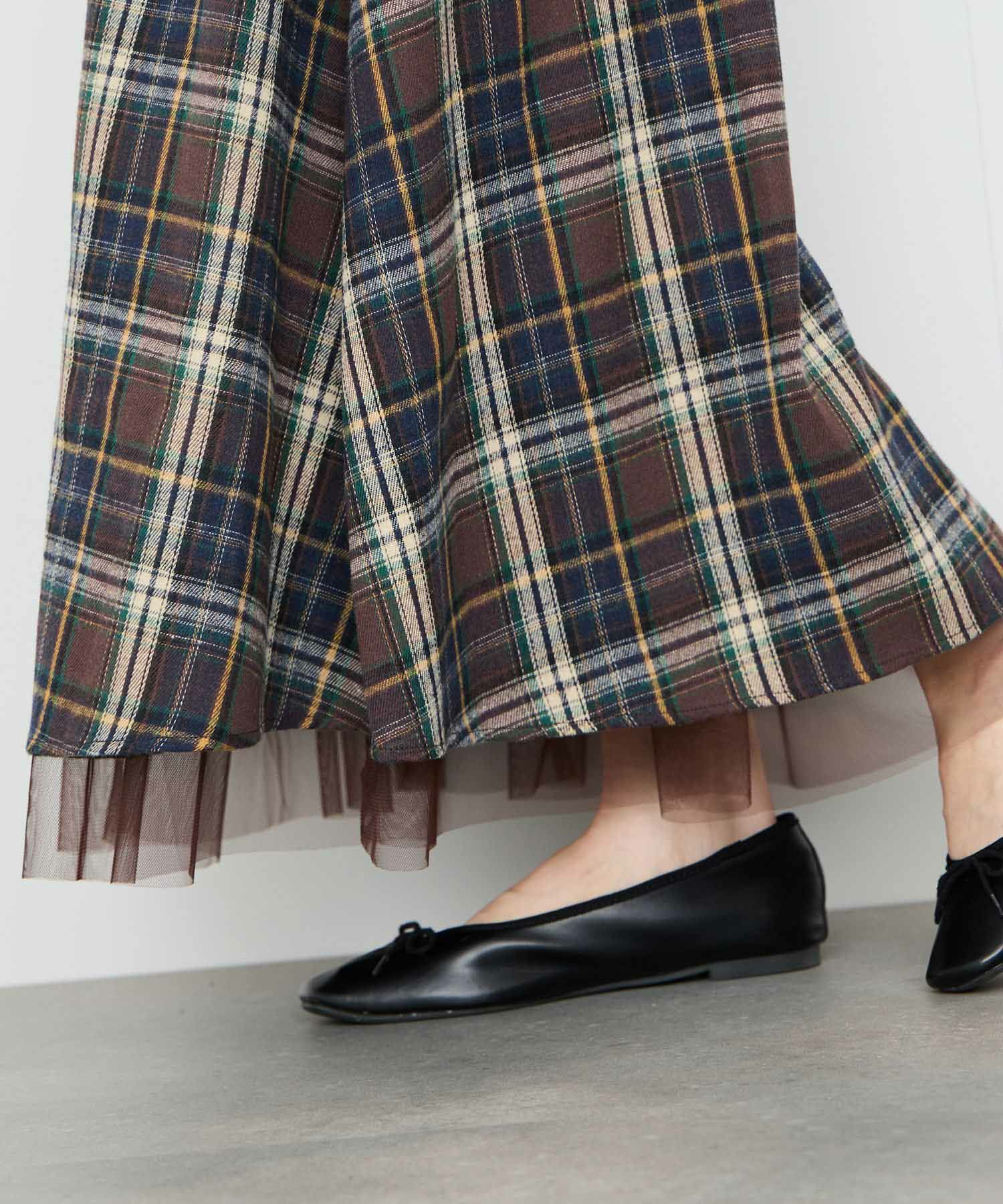 Idnes  リバーシブルネルチェックスカート レディース商品画像-8