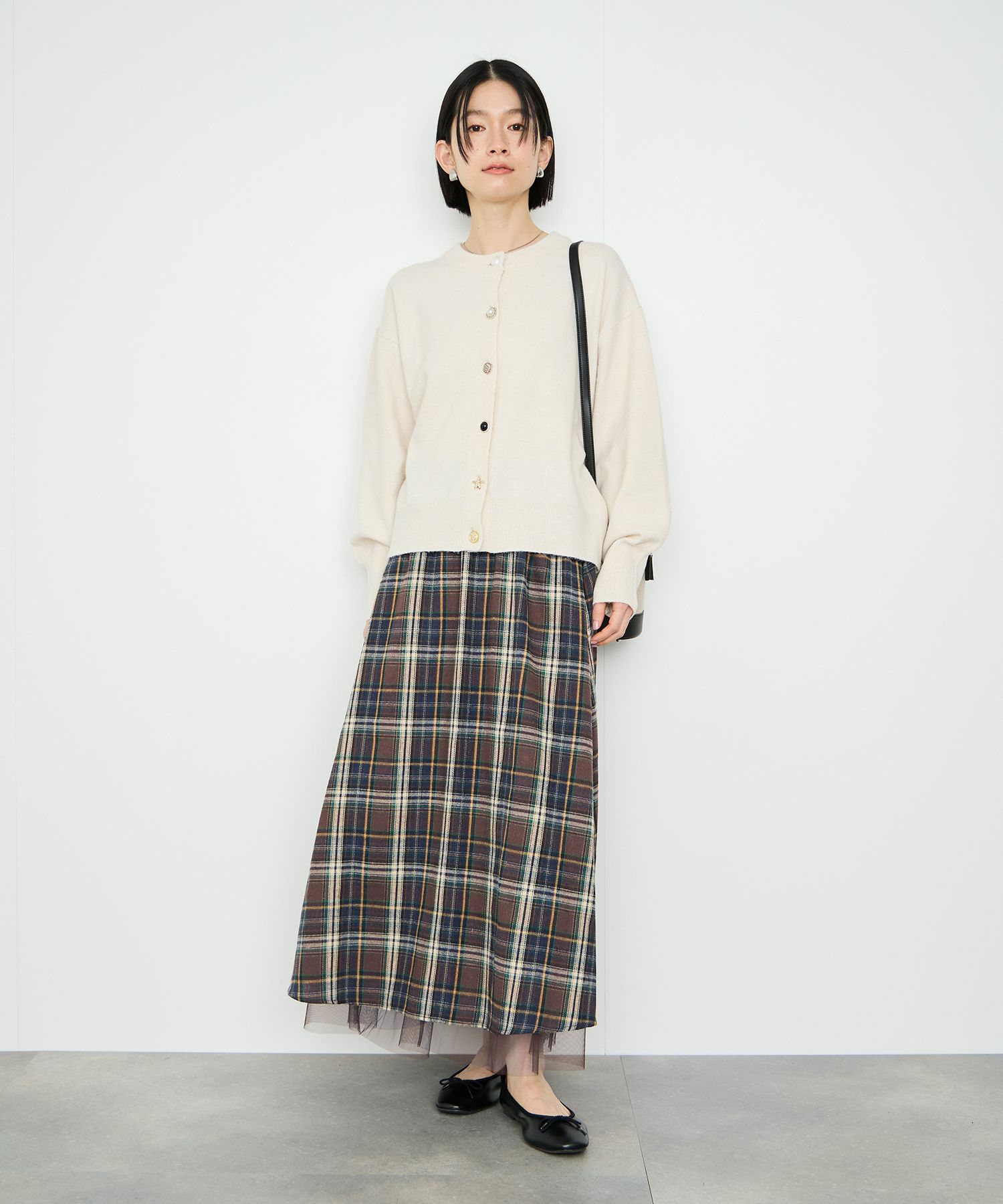 Idnes  リバーシブルネルチェックスカート レディース商品画像-12