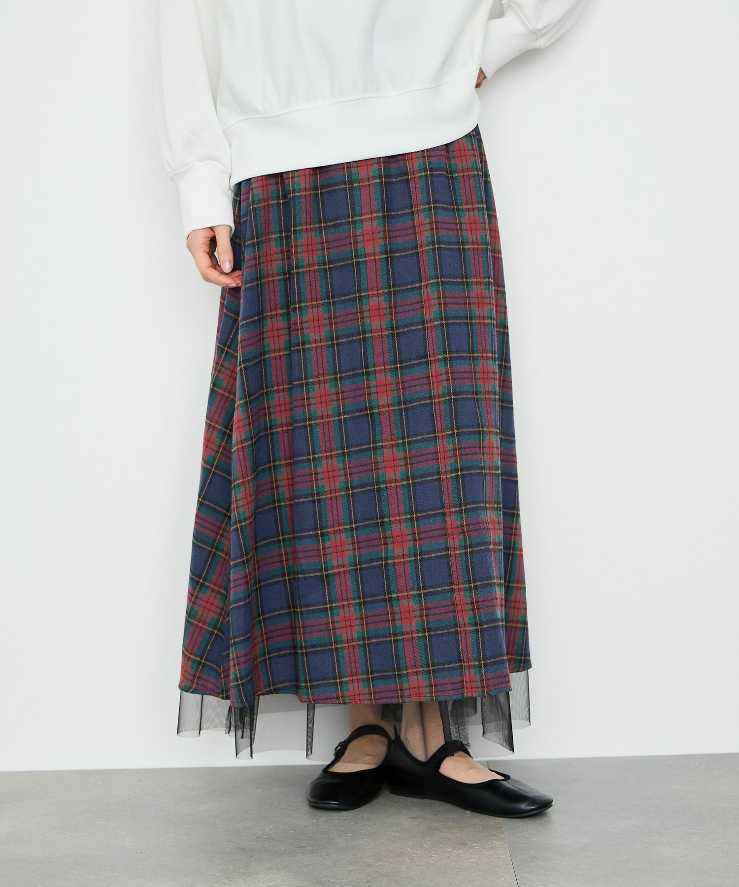 Idnes  リバーシブルネルチェックスカート レディース商品画像-13