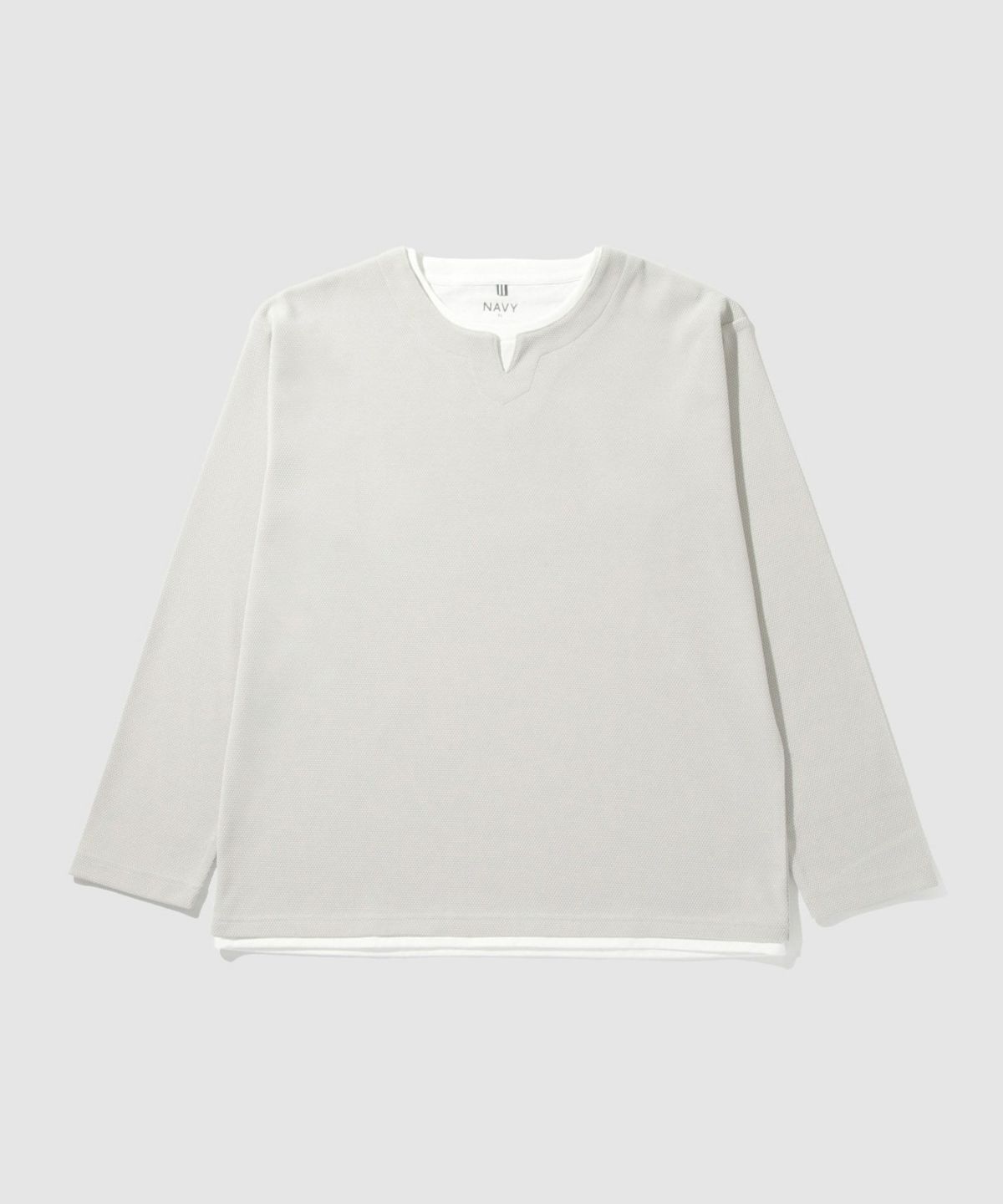 NAVY ピーチ鹿の子キーネックレイヤー長袖Tシャツ メンズ